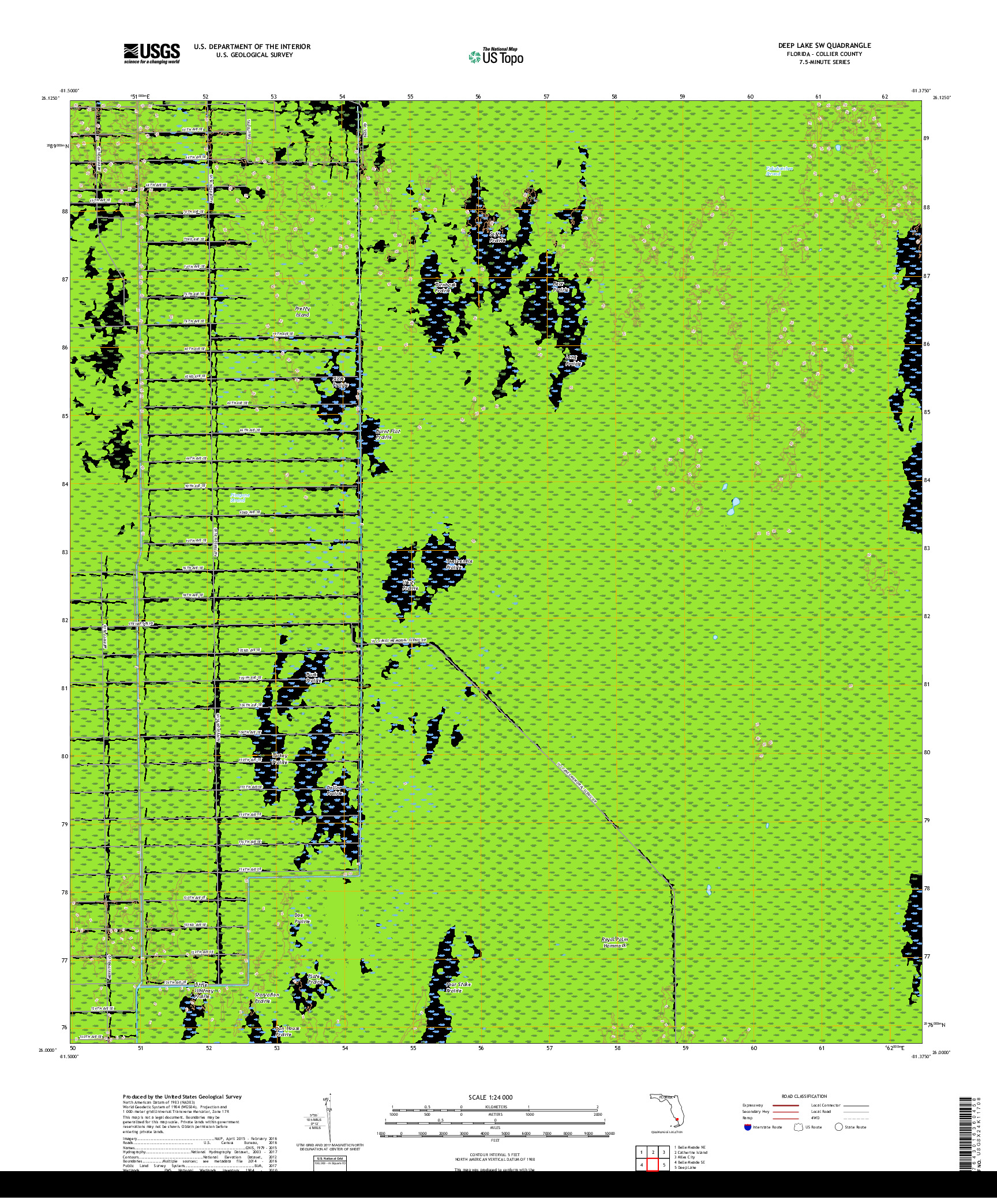 USGS US TOPO 7.5-MINUTE MAP FOR DEEP LAKE SW, FL 2018