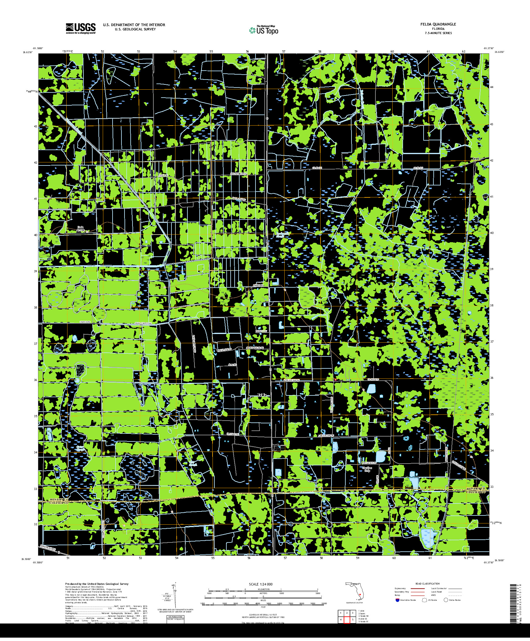 USGS US TOPO 7.5-MINUTE MAP FOR FELDA, FL 2018