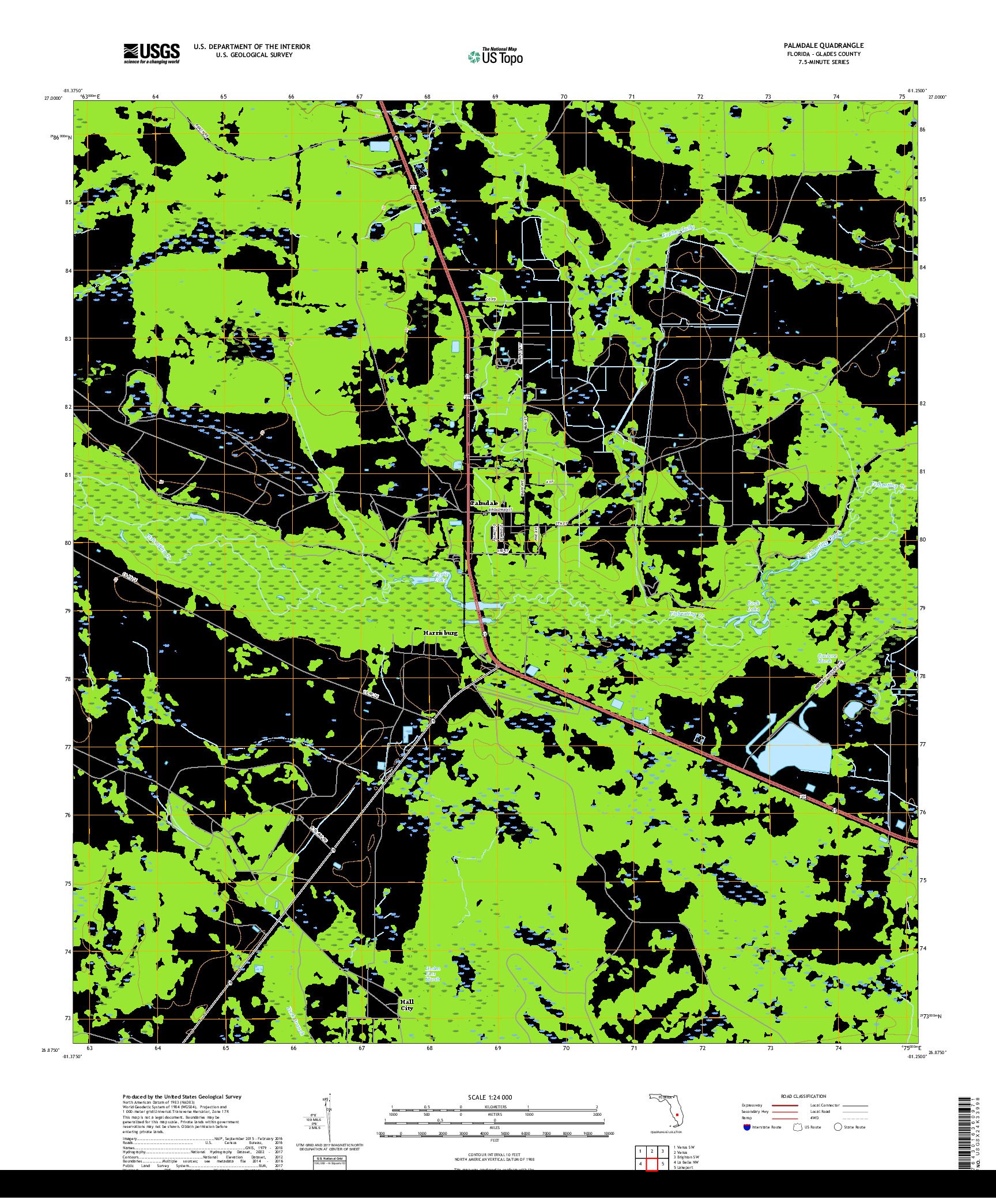 USGS US TOPO 7.5-MINUTE MAP FOR PALMDALE, FL 2018