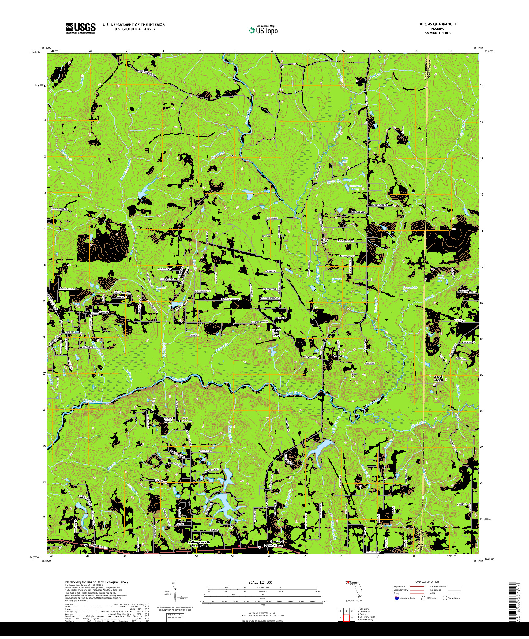 USGS US TOPO 7.5-MINUTE MAP FOR DORCAS, FL 2018