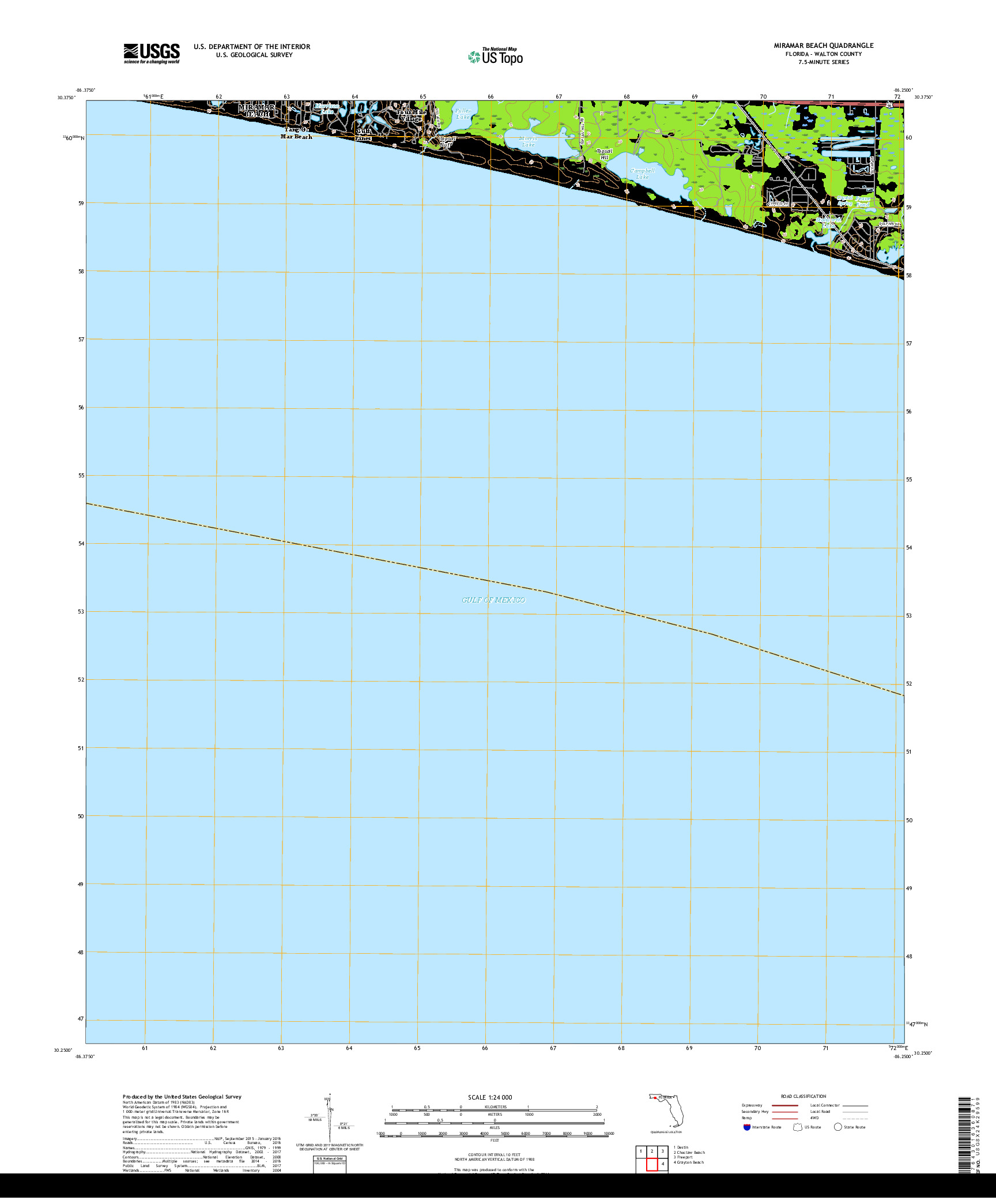 USGS US TOPO 7.5-MINUTE MAP FOR MIRAMAR BEACH, FL 2018