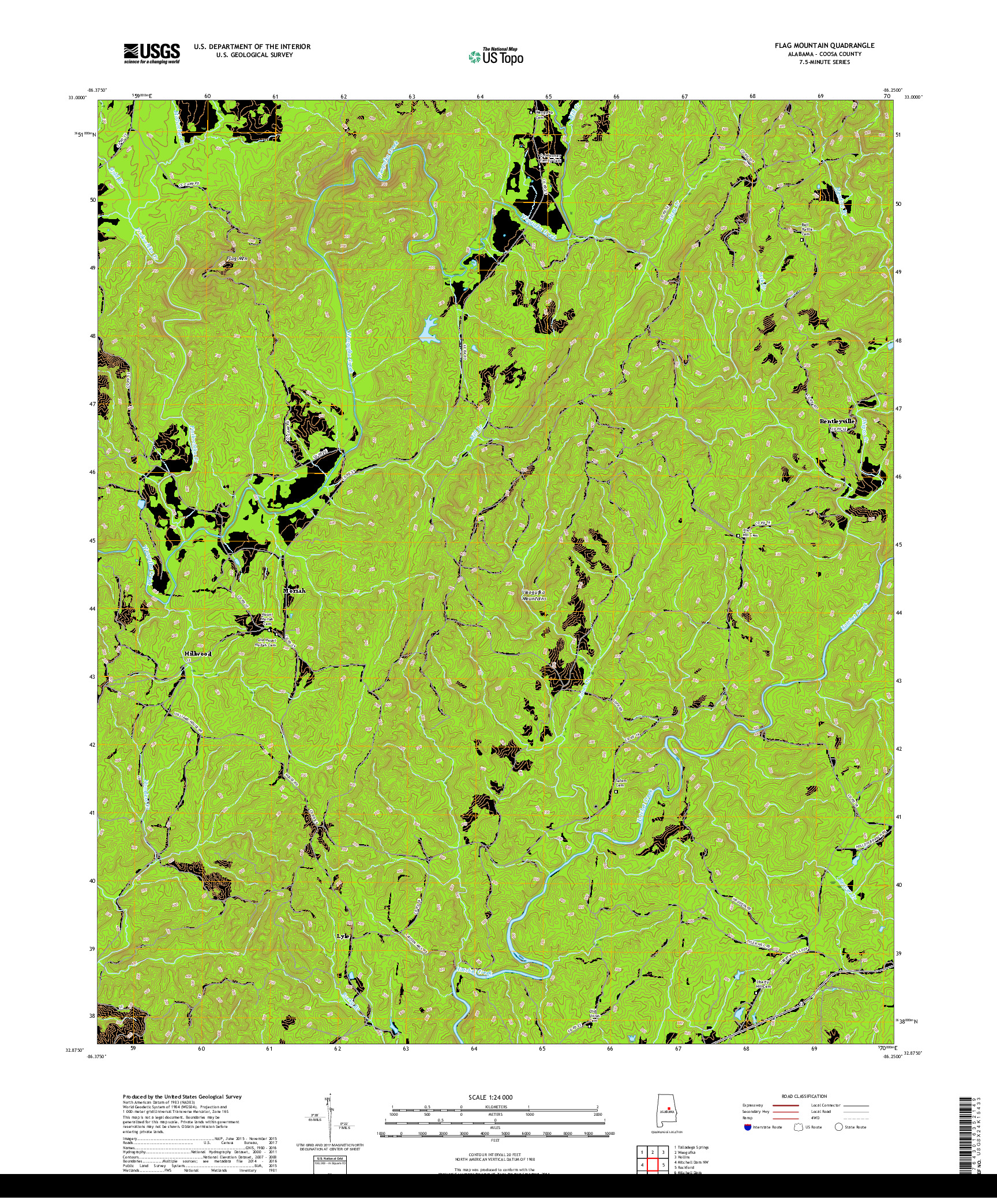 USGS US TOPO 7.5-MINUTE MAP FOR FLAG MOUNTAIN, AL 2018