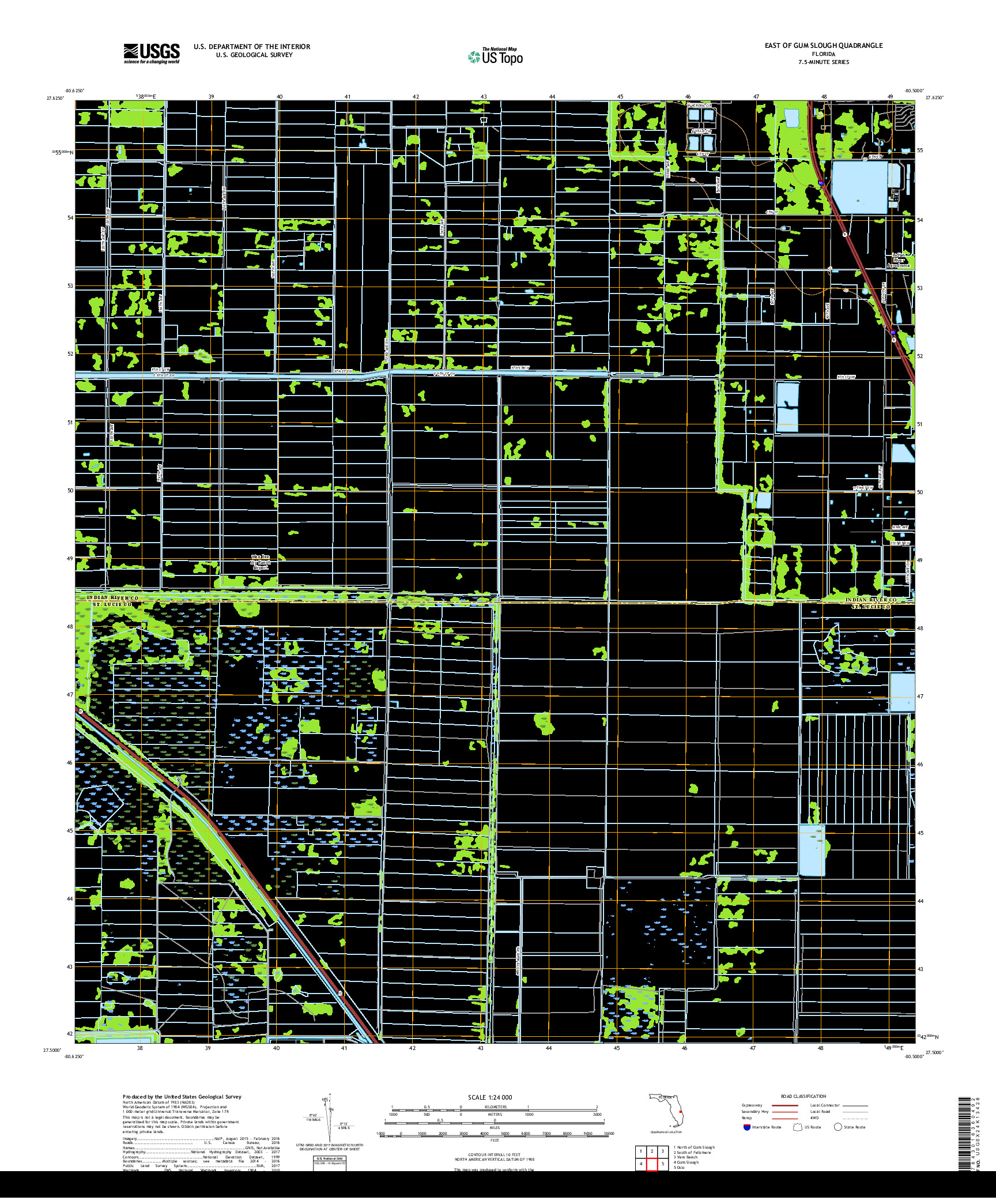 USGS US TOPO 7.5-MINUTE MAP FOR EAST OF GUM SLOUGH, FL 2018