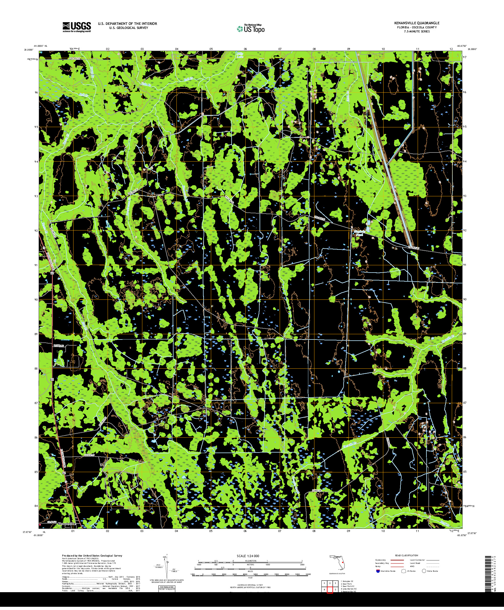 USGS US TOPO 7.5-MINUTE MAP FOR KENANSVILLE, FL 2018