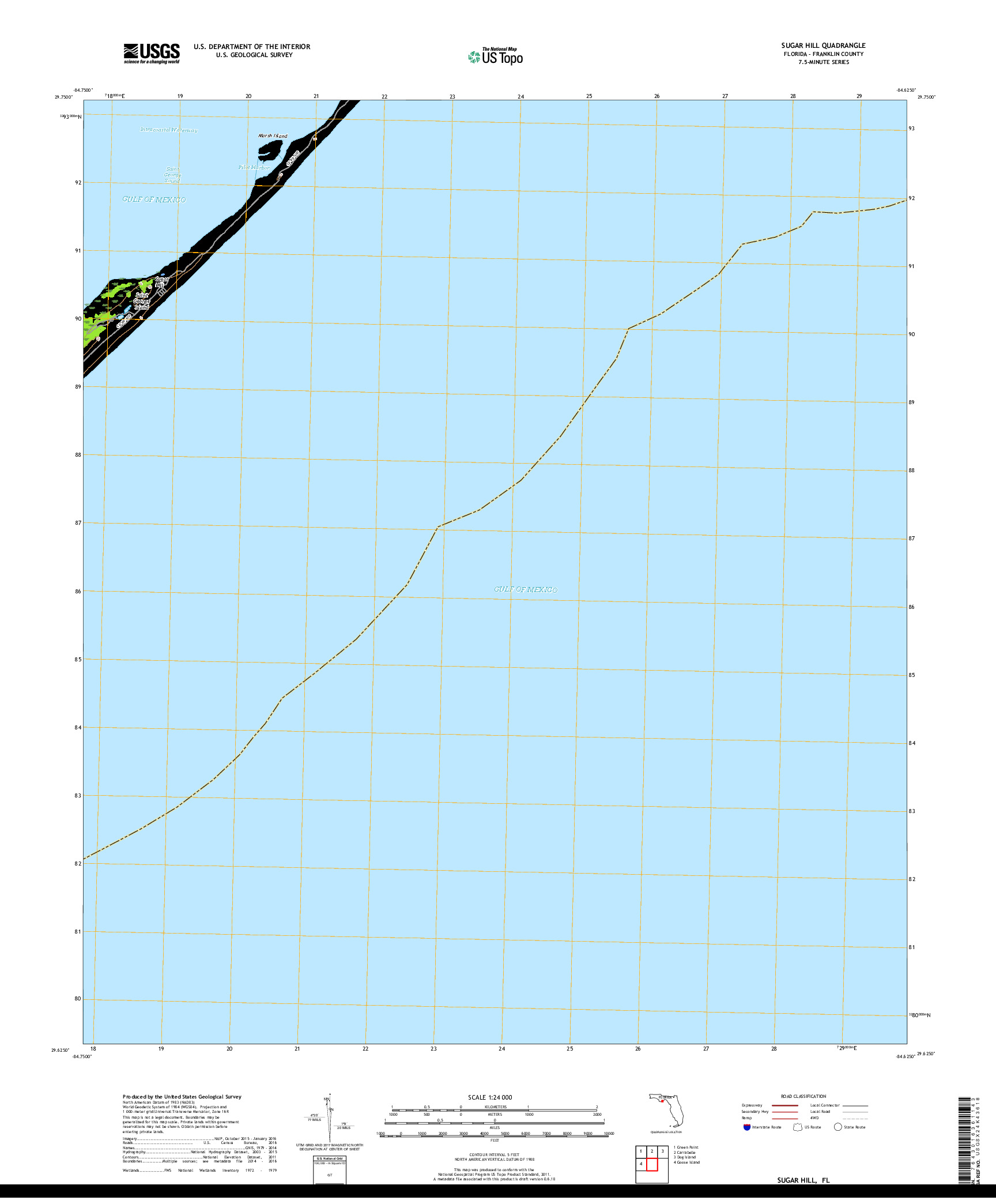 USGS US TOPO 7.5-MINUTE MAP FOR SUGAR HILL, FL 2018