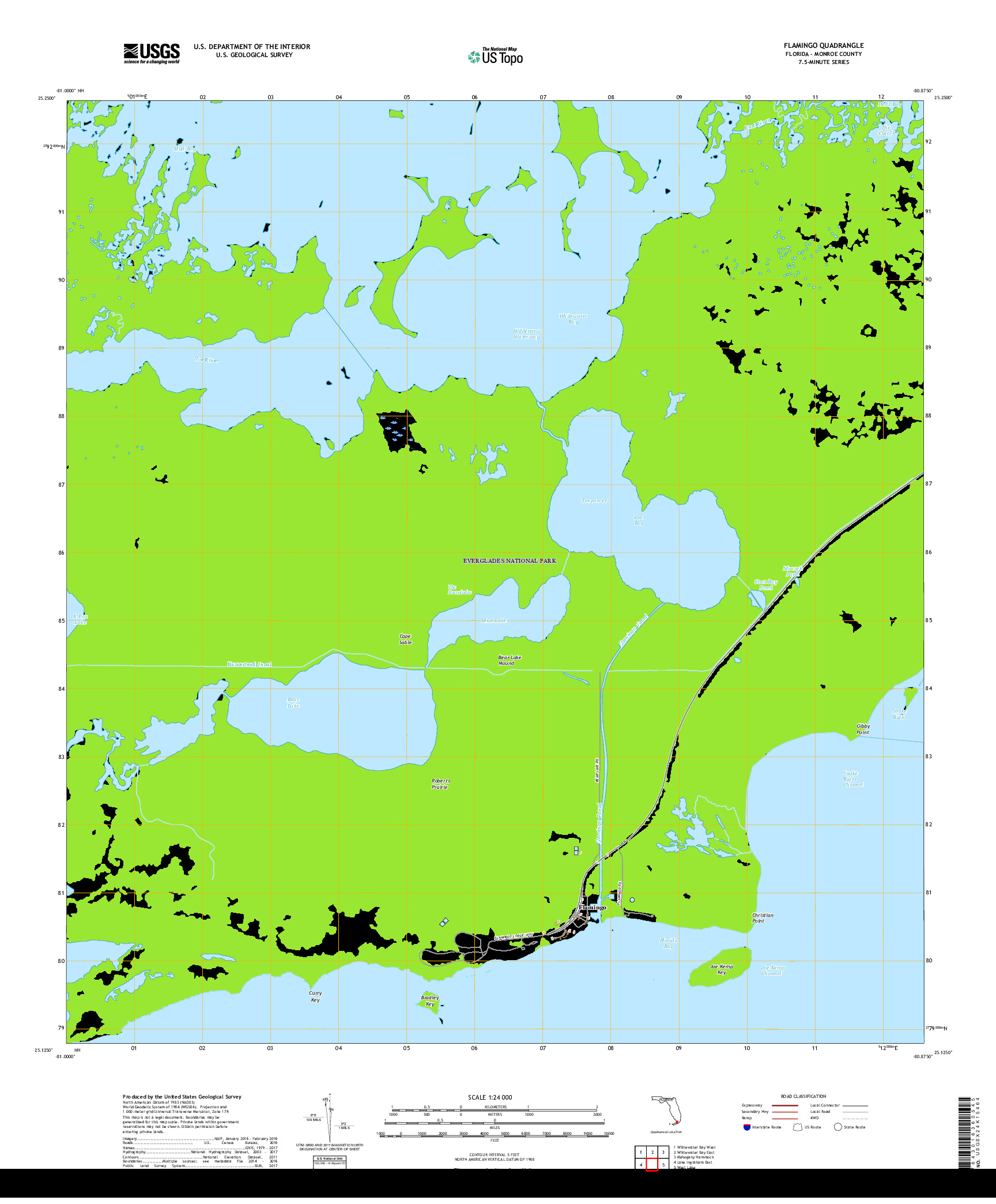 USGS US TOPO 7.5-MINUTE MAP FOR FLAMINGO, FL 2018