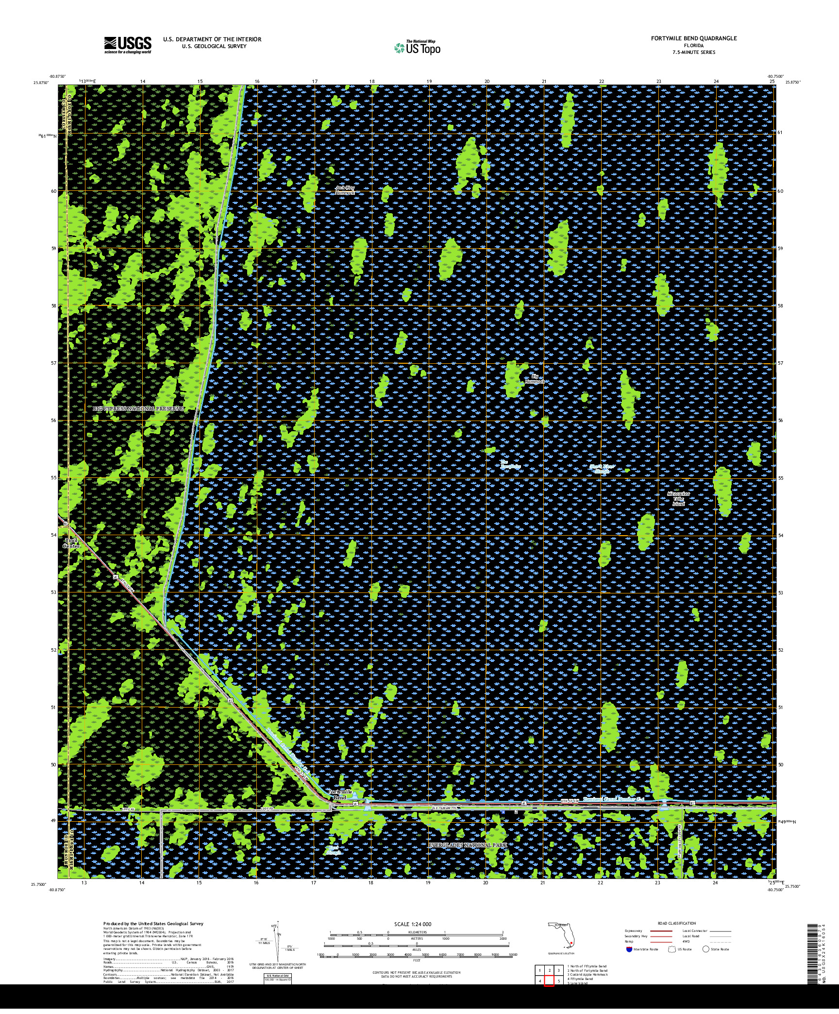 USGS US TOPO 7.5-MINUTE MAP FOR FORTYMILE BEND, FL 2018