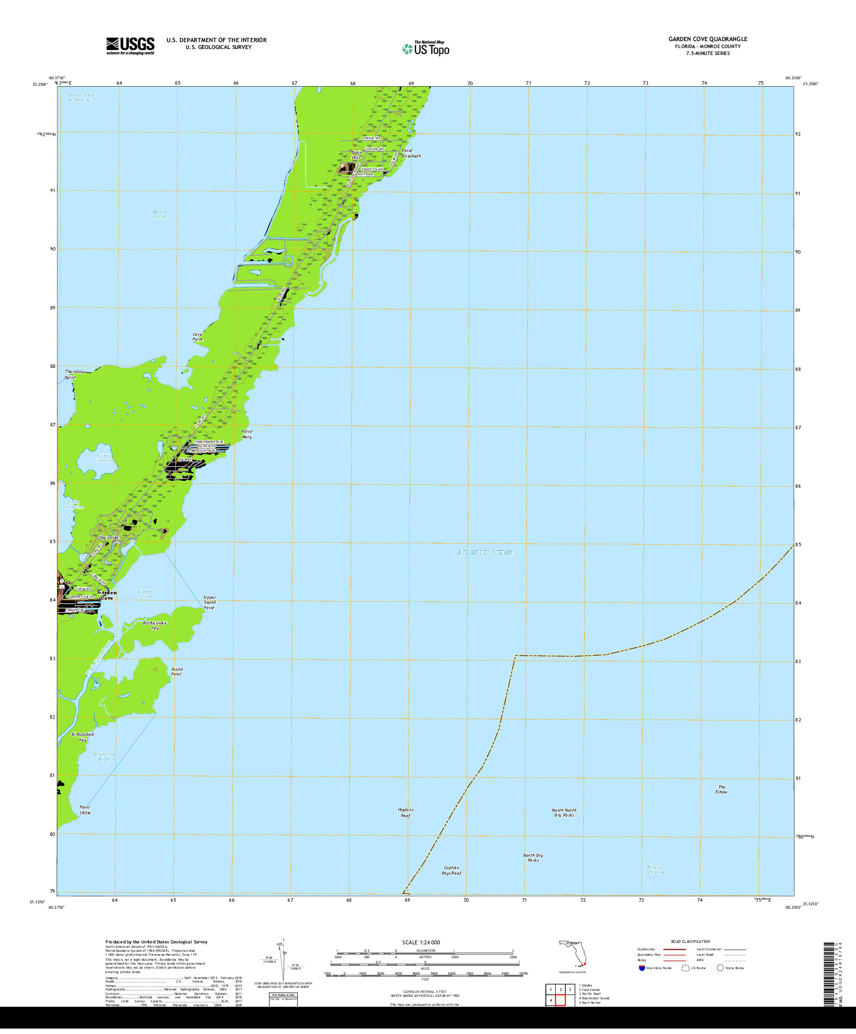 USGS US TOPO 7.5-MINUTE MAP FOR GARDEN COVE, FL 2018