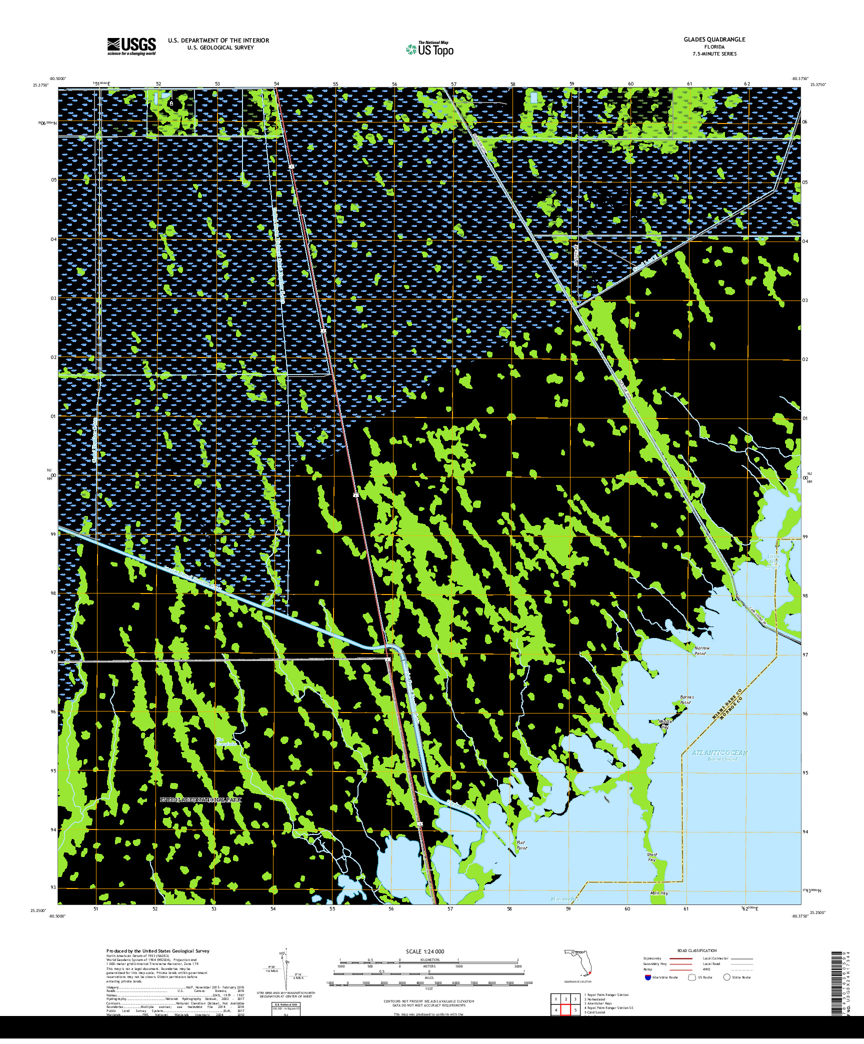 USGS US TOPO 7.5-MINUTE MAP FOR GLADES, FL 2018