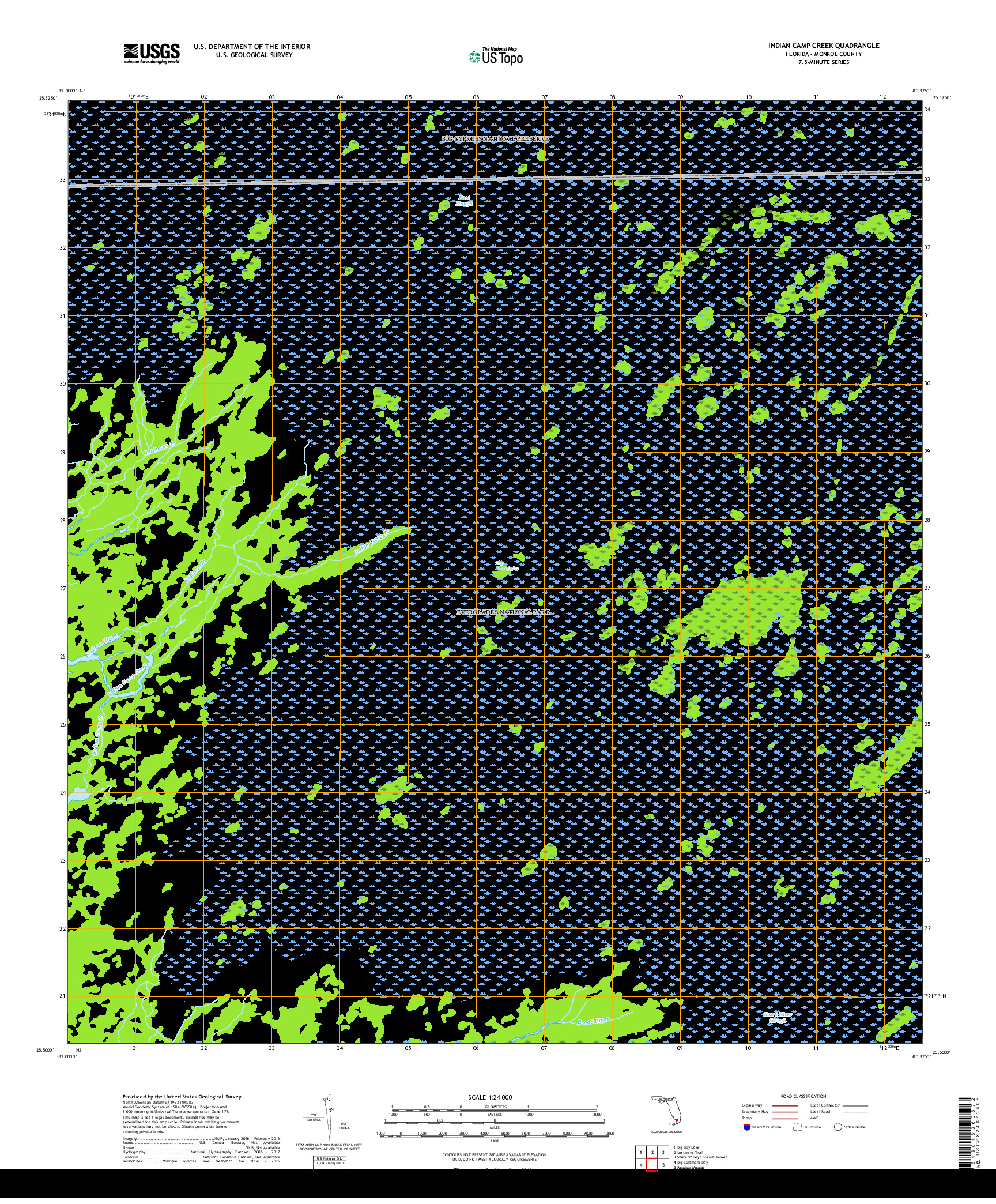 USGS US TOPO 7.5-MINUTE MAP FOR INDIAN CAMP CREEK, FL 2018