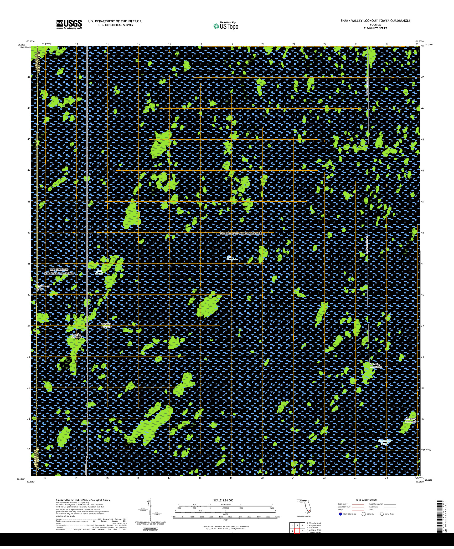 USGS US TOPO 7.5-MINUTE MAP FOR SHARK VALLEY LOOKOUT TOWER, FL 2018