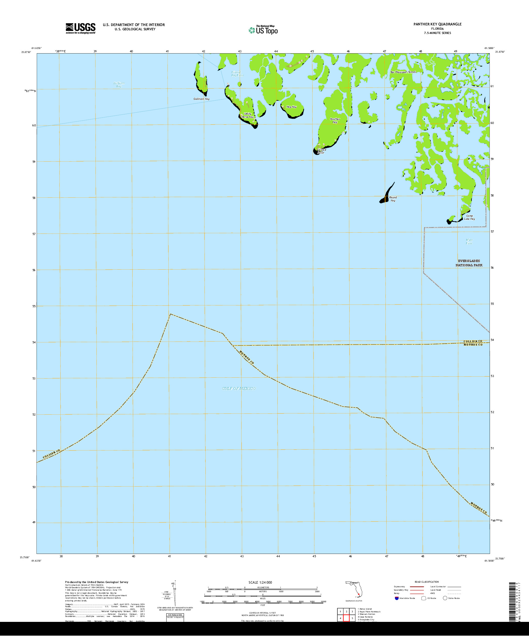 USGS US TOPO 7.5-MINUTE MAP FOR PANTHER KEY, FL 2018