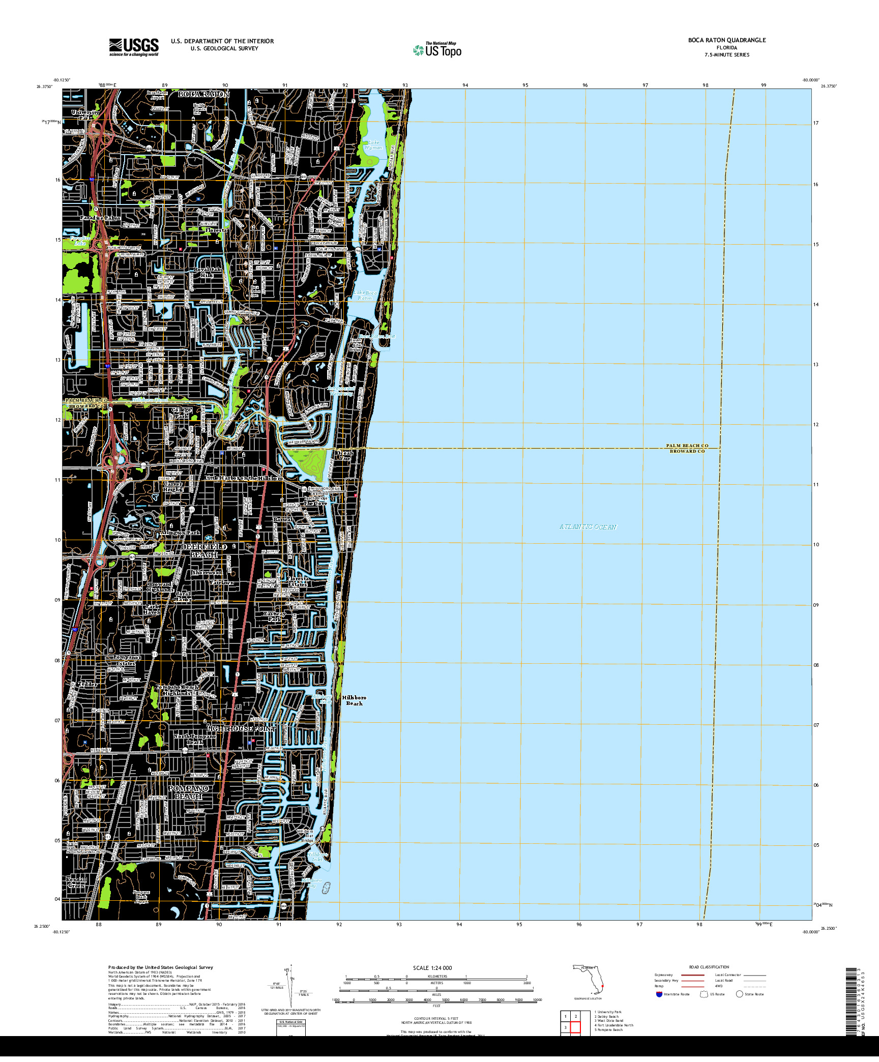 USGS US TOPO 7.5-MINUTE MAP FOR BOCA RATON, FL 2018