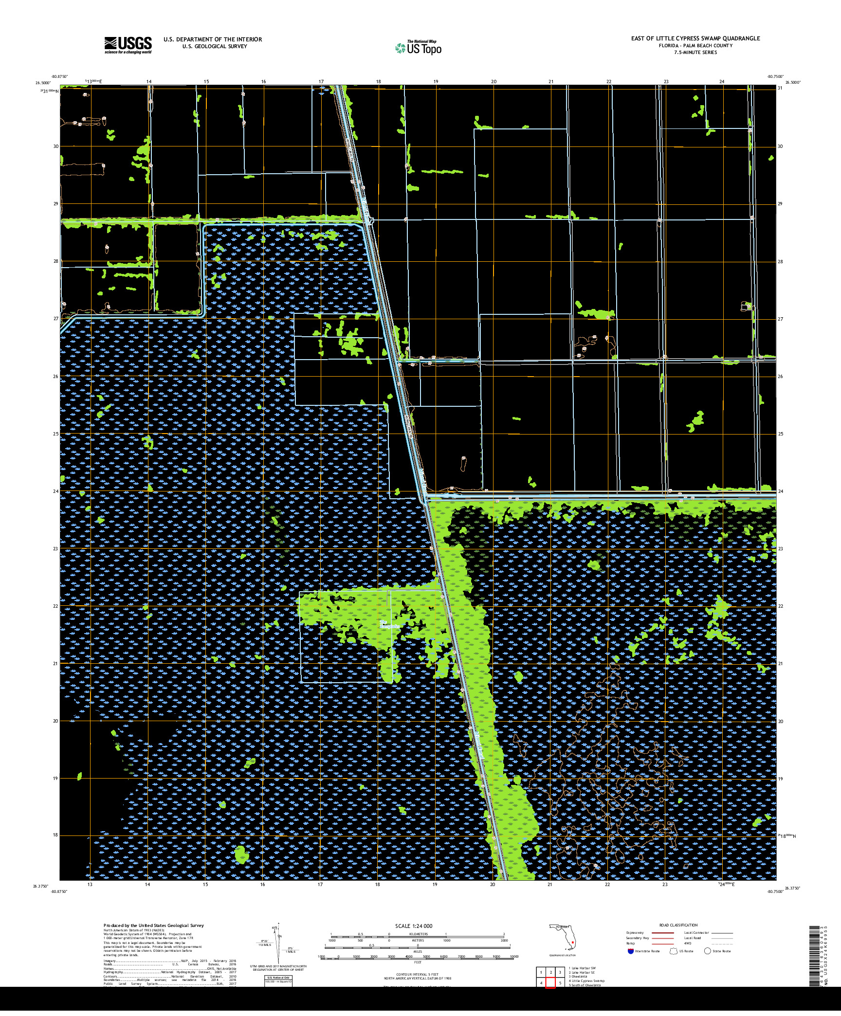 USGS US TOPO 7.5-MINUTE MAP FOR EAST OF LITTLE CYPRESS SWAMP, FL 2018