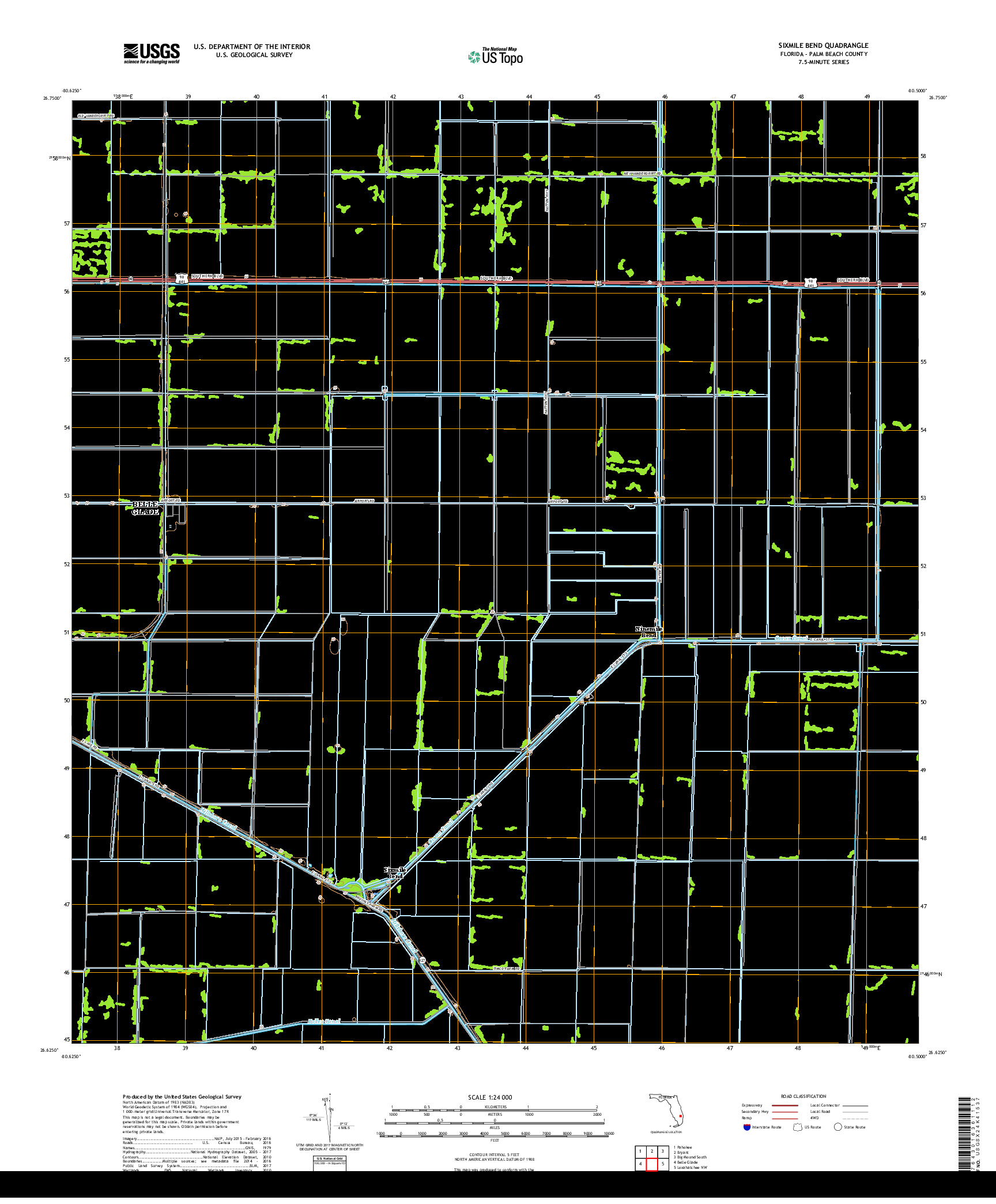 USGS US TOPO 7.5-MINUTE MAP FOR SIXMILE BEND, FL 2018