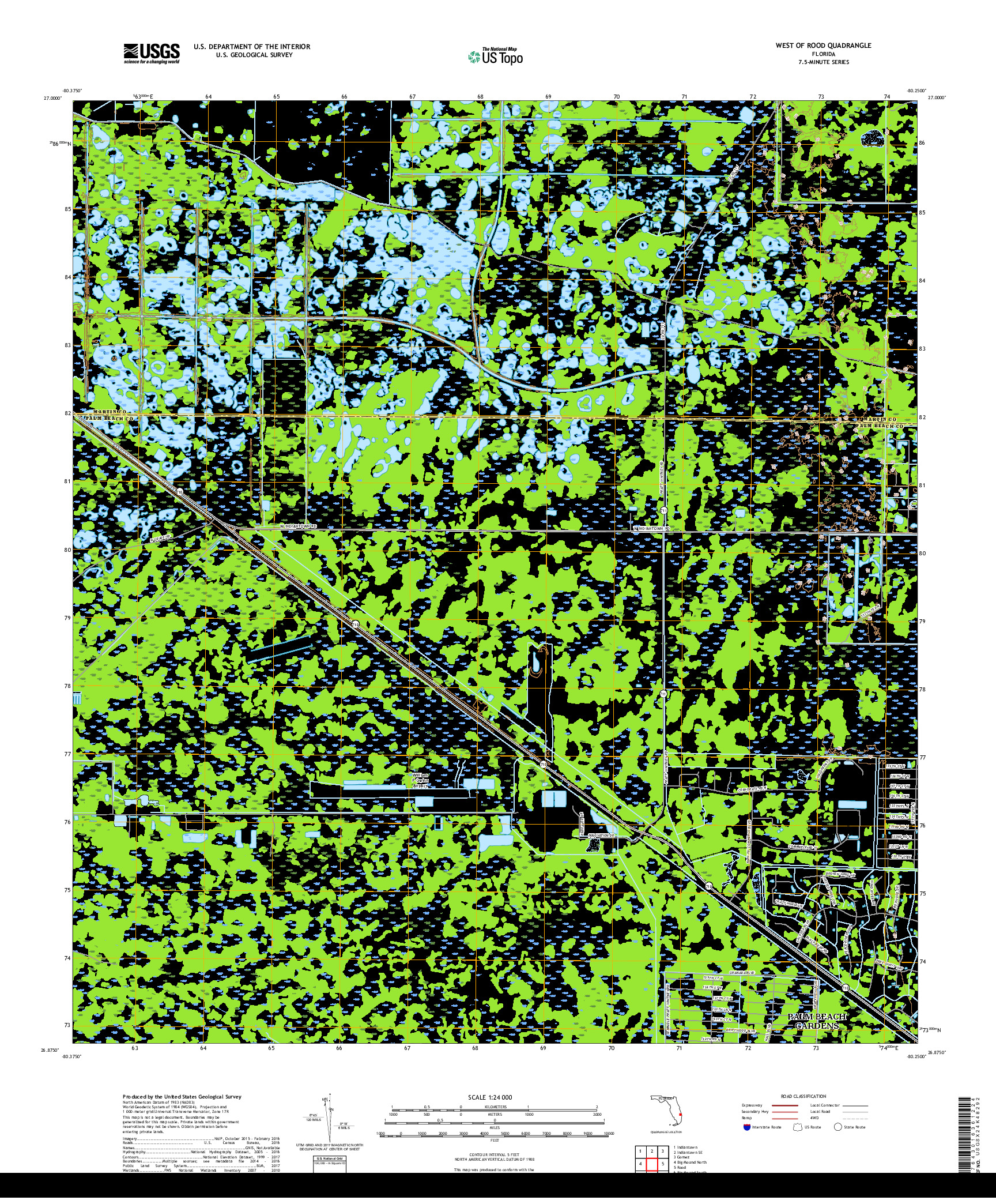 USGS US TOPO 7.5-MINUTE MAP FOR WEST OF ROOD, FL 2018