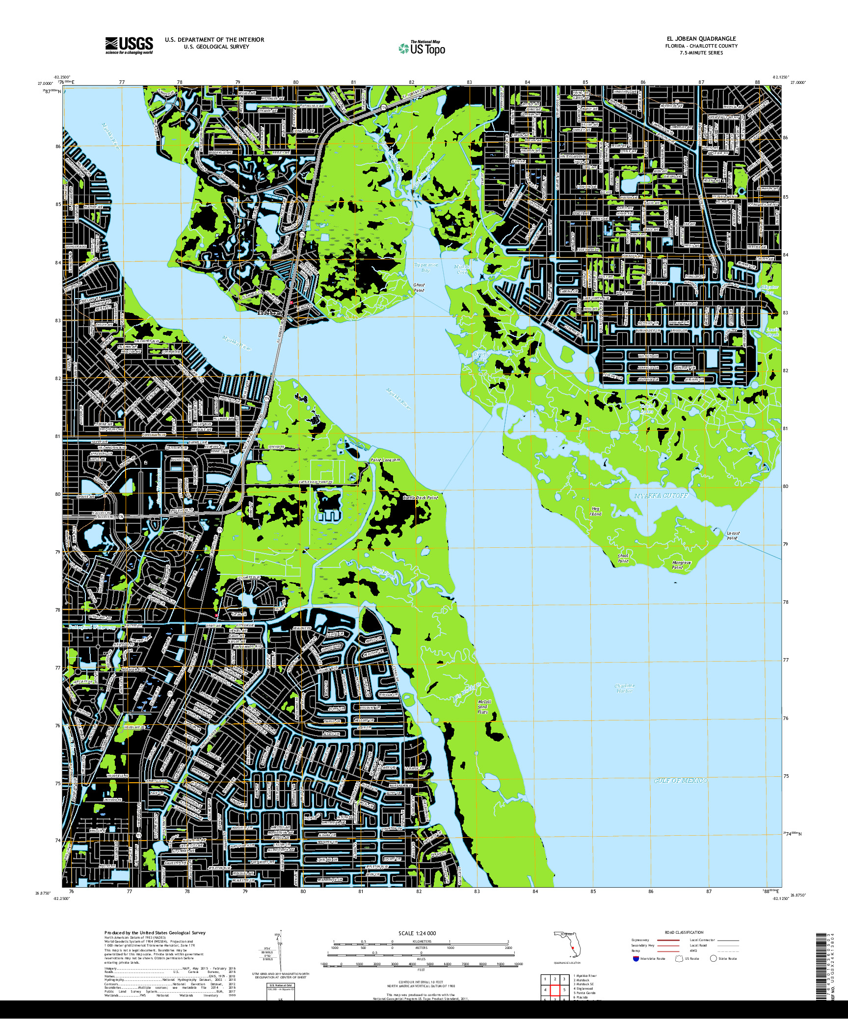 USGS US TOPO 7.5-MINUTE MAP FOR EL JOBEAN, FL 2018