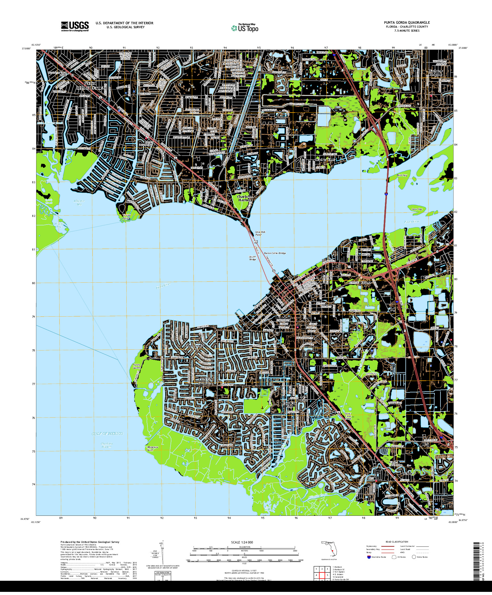 USGS US TOPO 7.5-MINUTE MAP FOR PUNTA GORDA, FL 2018