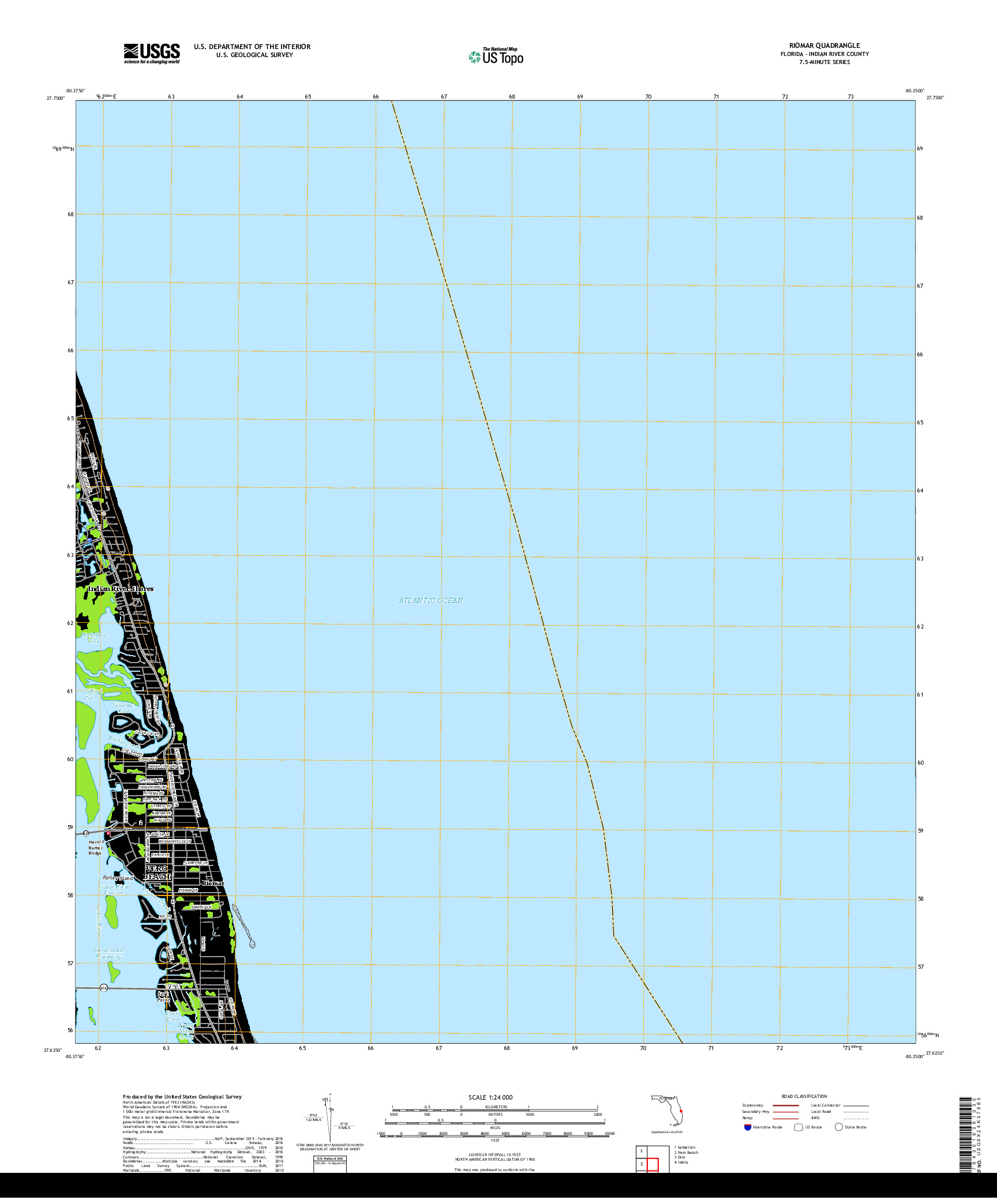 USGS US TOPO 7.5-MINUTE MAP FOR RIOMAR, FL 2018