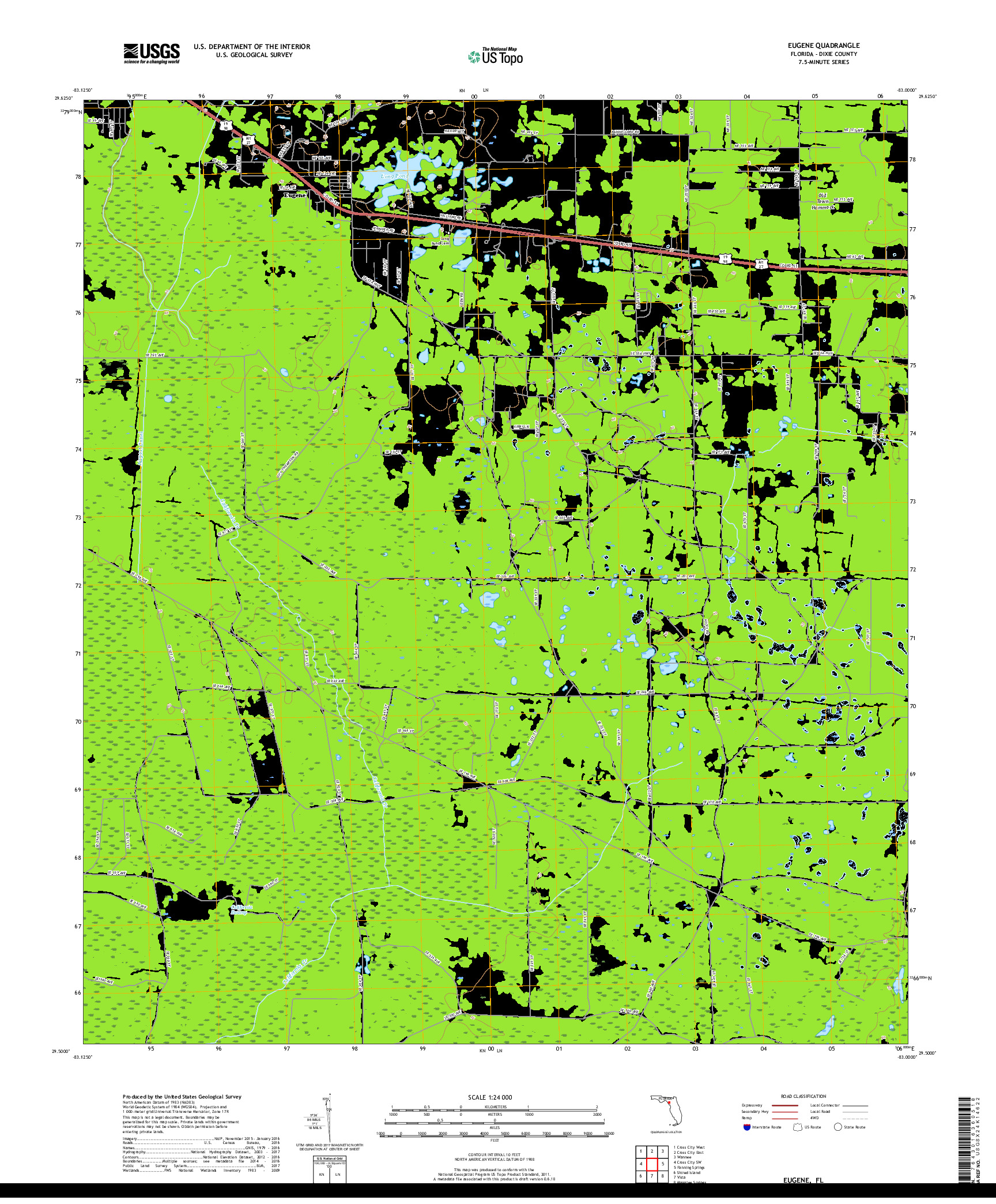 USGS US TOPO 7.5-MINUTE MAP FOR EUGENE, FL 2018