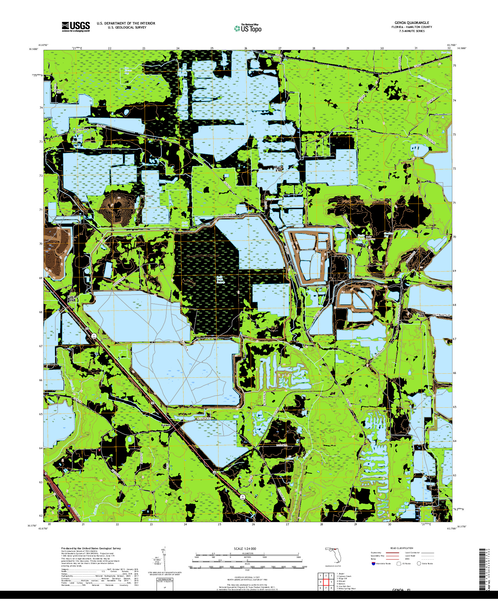 USGS US TOPO 7.5-MINUTE MAP FOR GENOA, FL 2018