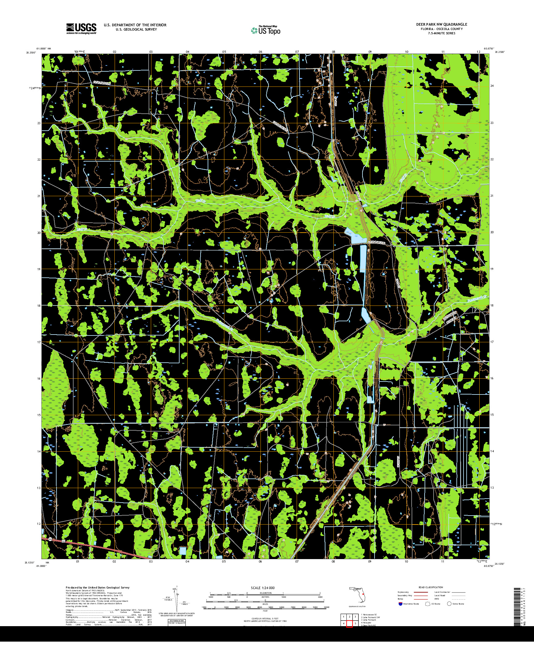 USGS US TOPO 7.5-MINUTE MAP FOR DEER PARK NW, FL 2018