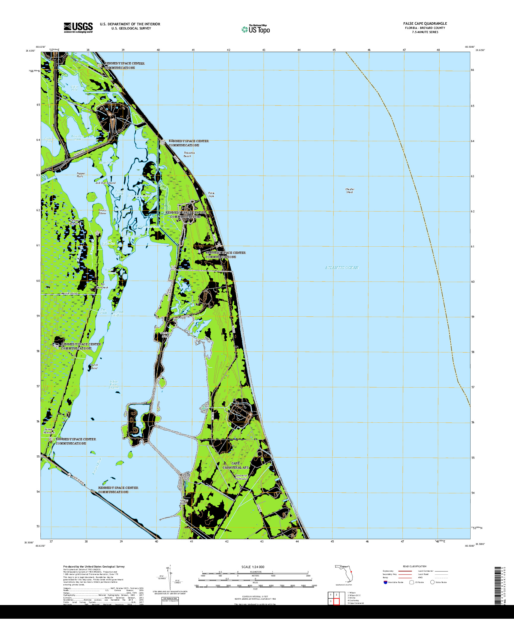 USGS US TOPO 7.5-MINUTE MAP FOR FALSE CAPE, FL 2018