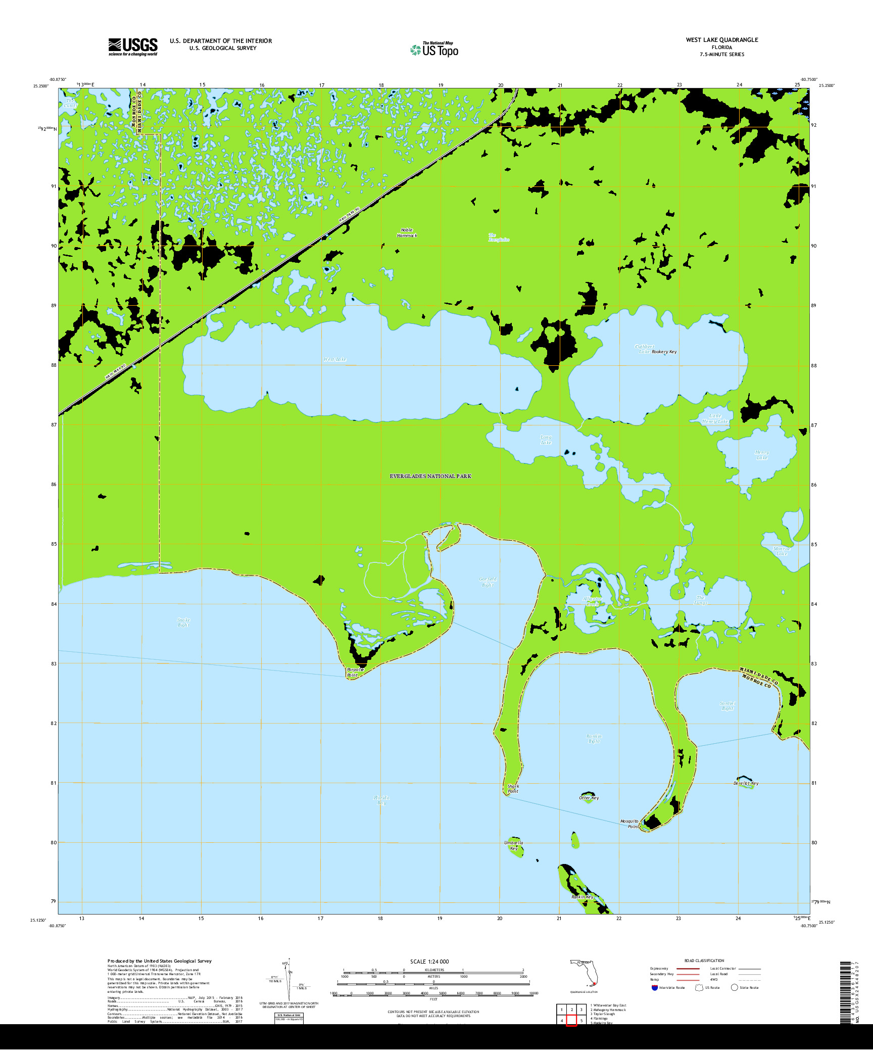 USGS US TOPO 7.5-MINUTE MAP FOR WEST LAKE, FL 2018