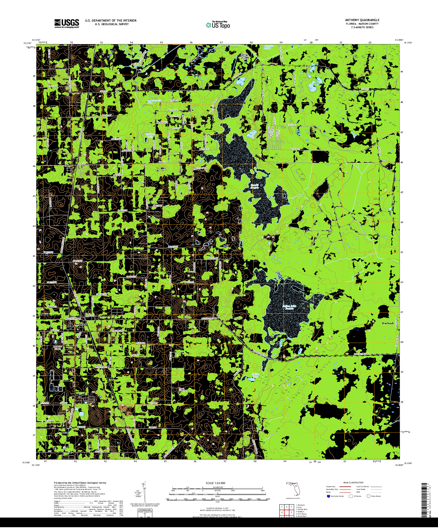 USGS US TOPO 7.5-MINUTE MAP FOR ANTHONY, FL 2018