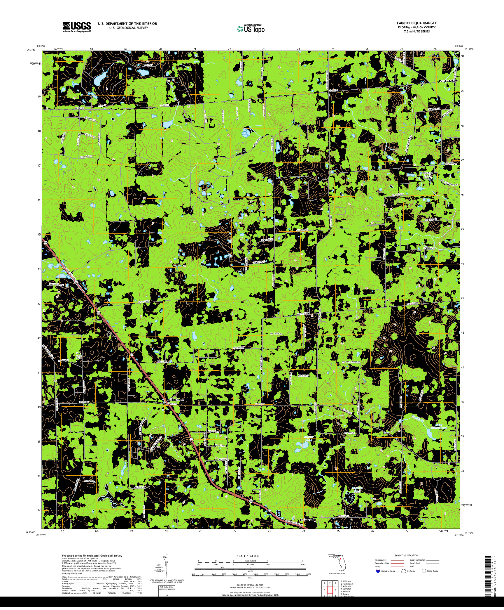 USGS US TOPO 7.5-MINUTE MAP FOR FAIRFIELD, FL 2018