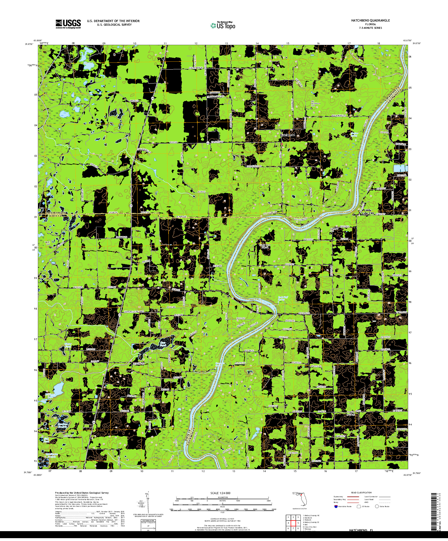 USGS US TOPO 7.5-MINUTE MAP FOR HATCHBEND, FL 2018