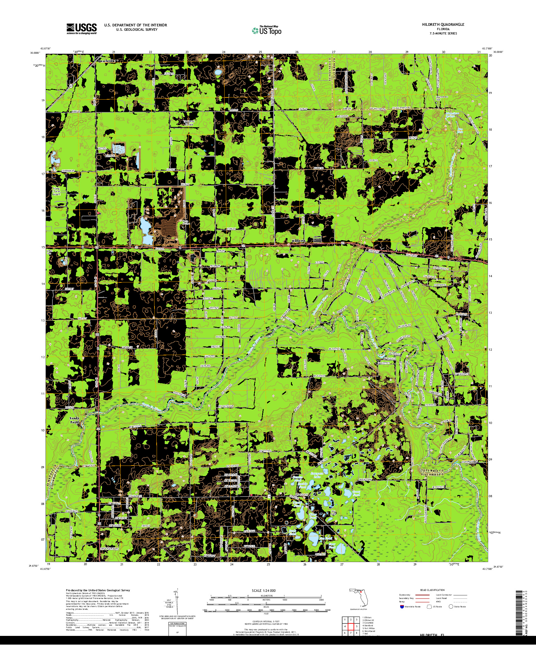 USGS US TOPO 7.5-MINUTE MAP FOR HILDRETH, FL 2018