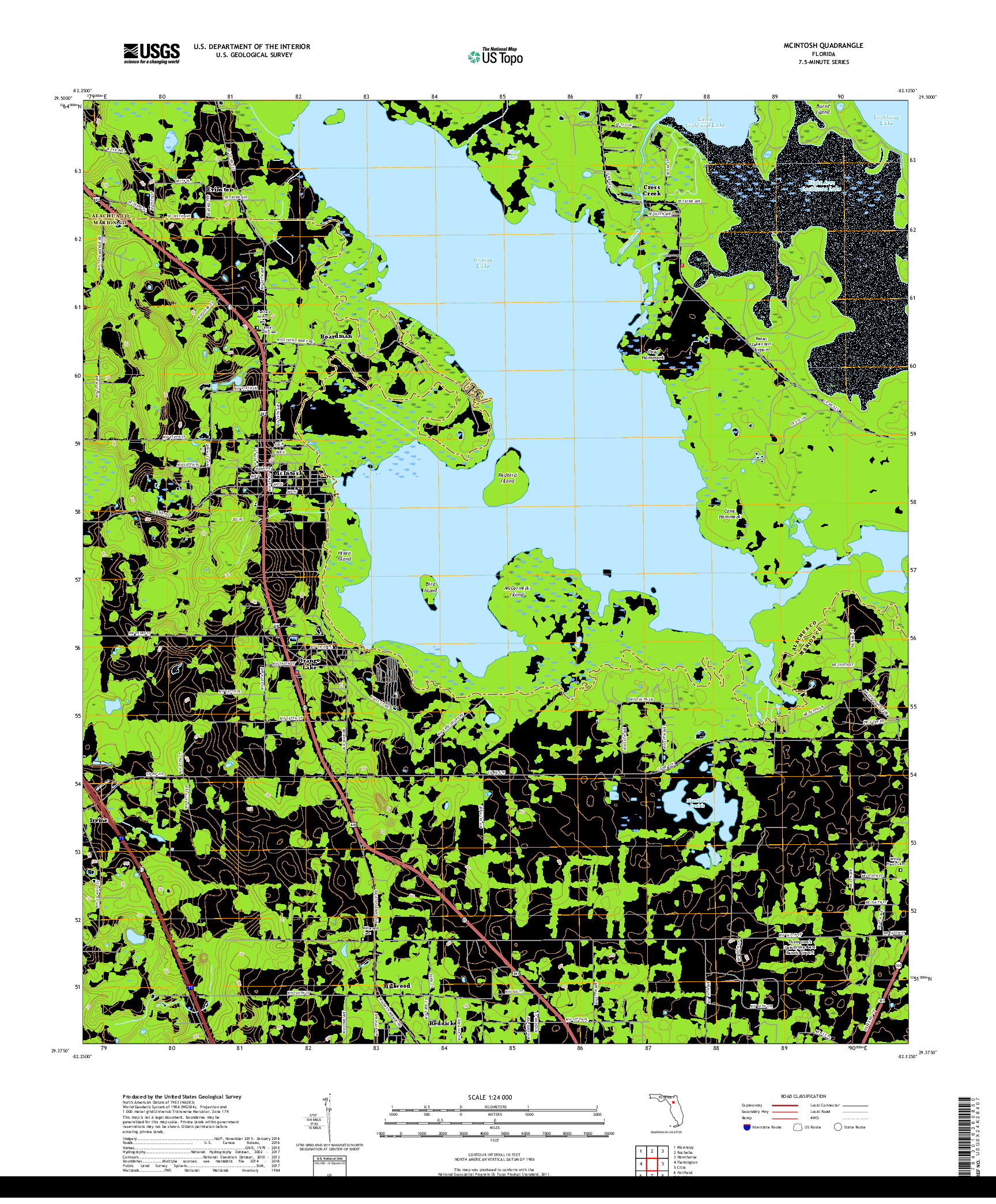 USGS US TOPO 7.5-MINUTE MAP FOR MCINTOSH, FL 2018