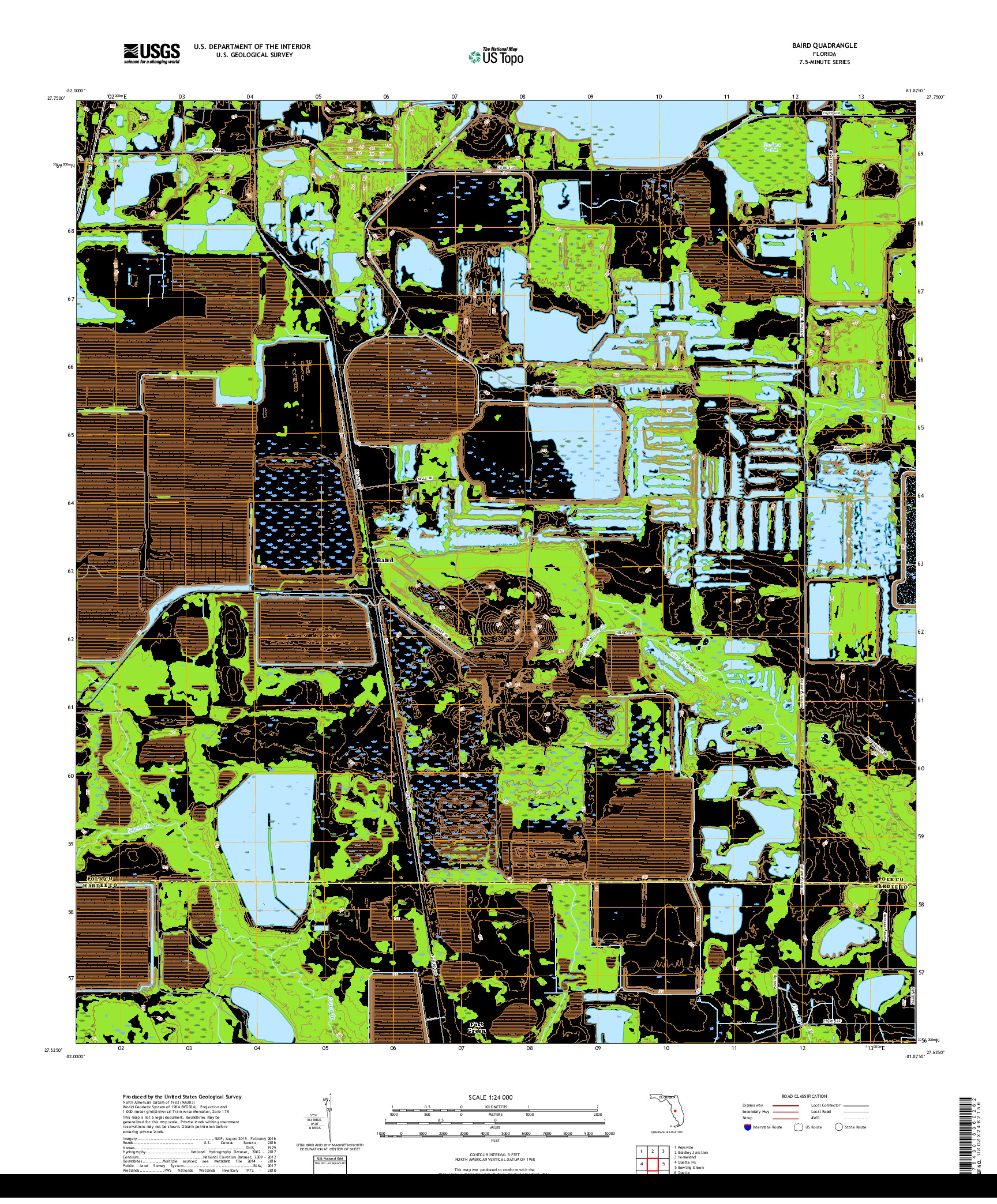 USGS US TOPO 7.5-MINUTE MAP FOR BAIRD, FL 2018