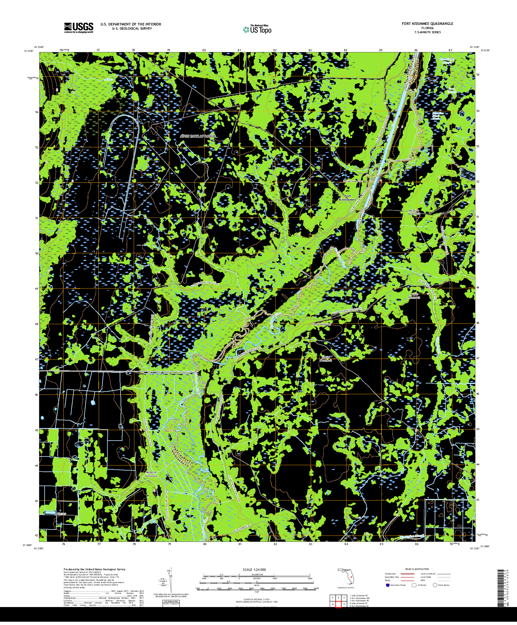 USGS US TOPO 7.5-MINUTE MAP FOR FORT KISSIMMEE, FL 2018