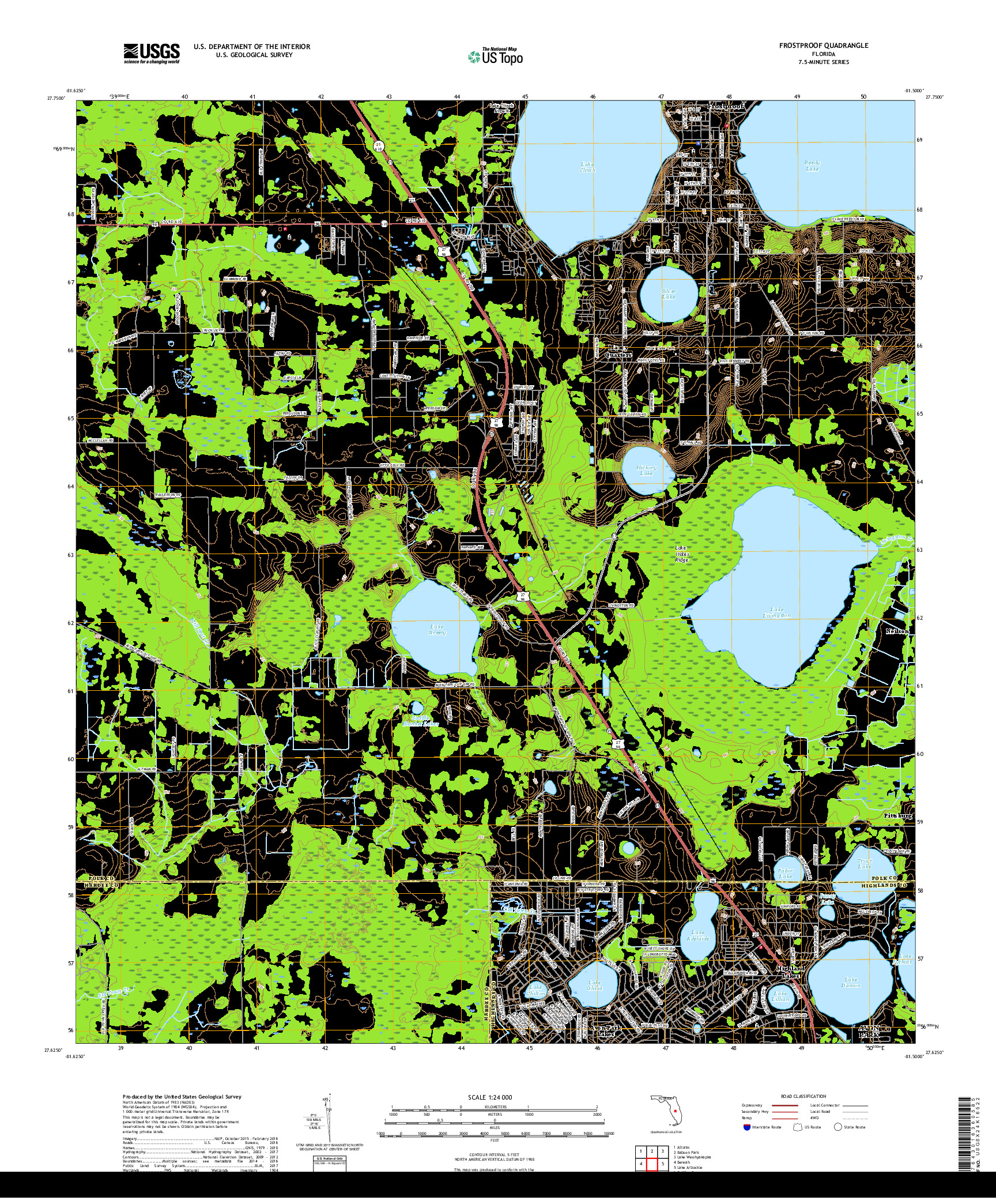 USGS US TOPO 7.5-MINUTE MAP FOR FROSTPROOF, FL 2018