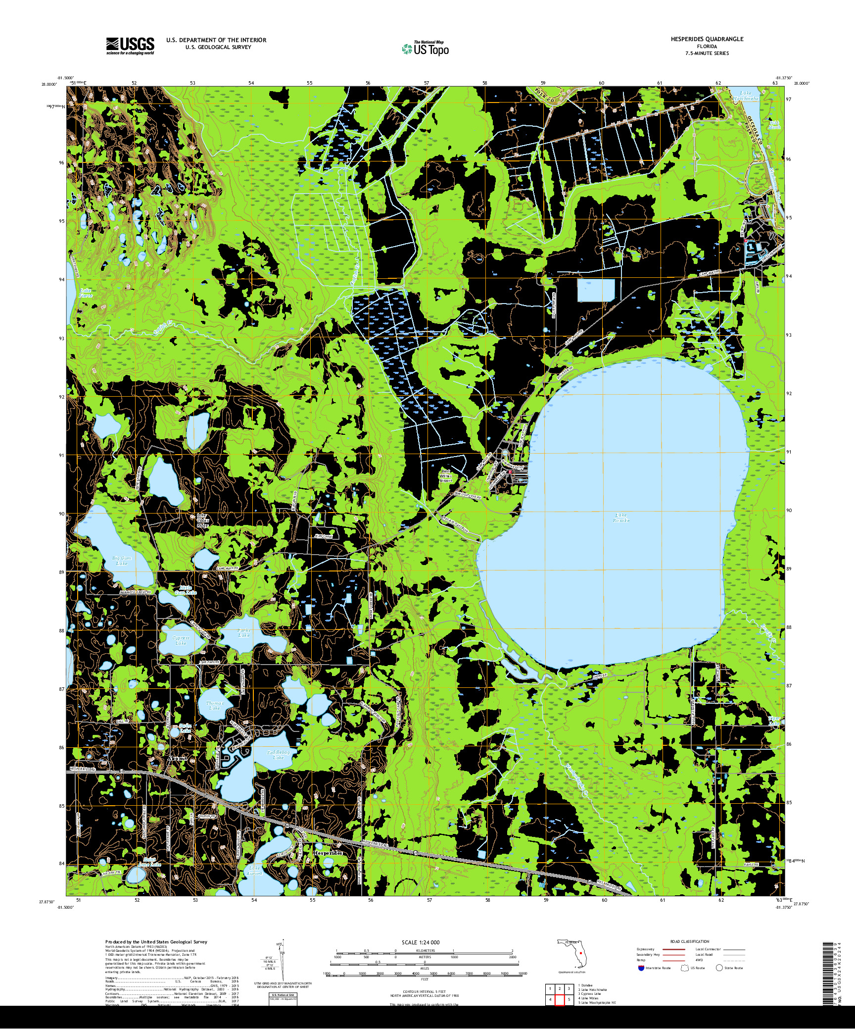 USGS US TOPO 7.5-MINUTE MAP FOR HESPERIDES, FL 2018