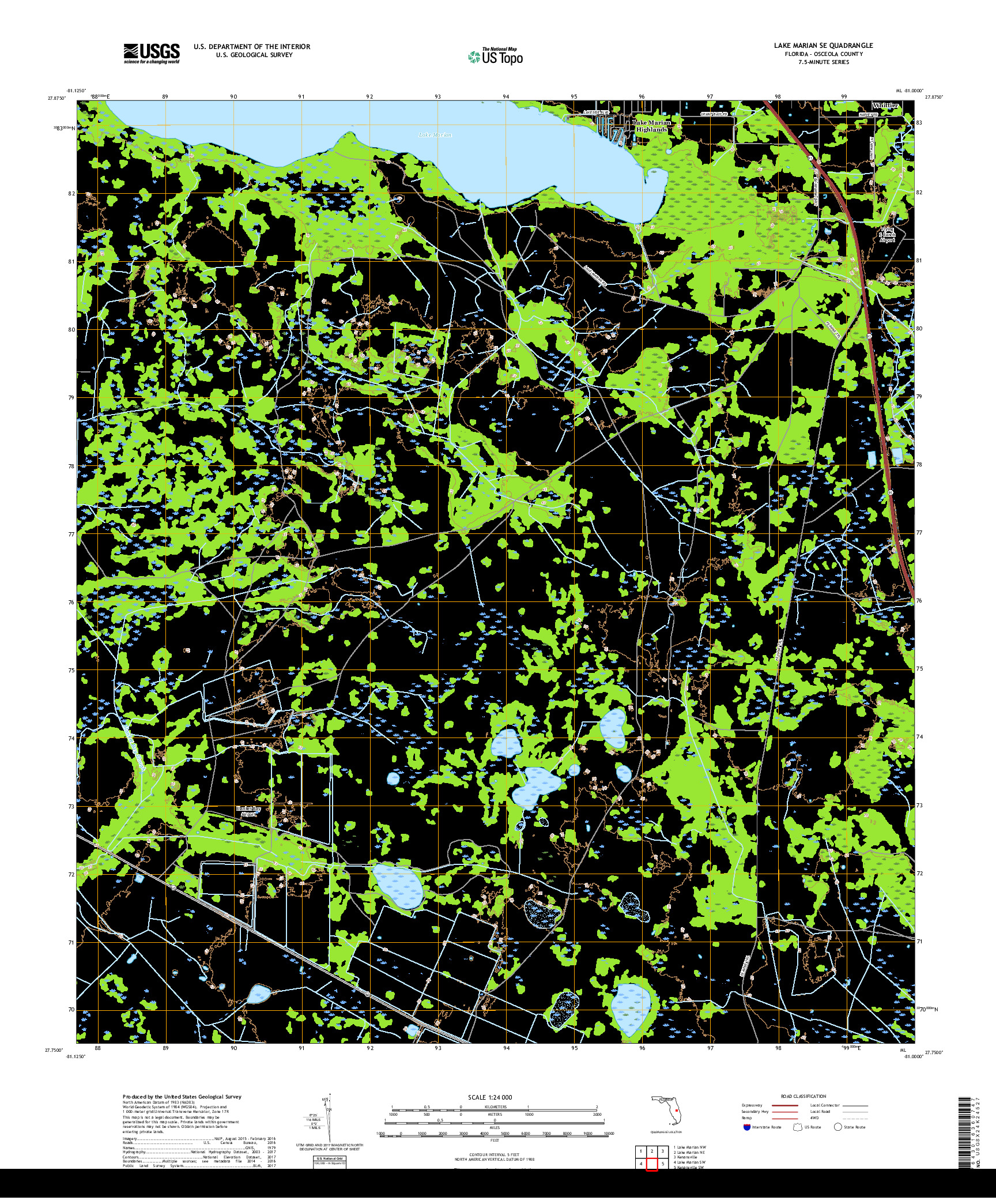 USGS US TOPO 7.5-MINUTE MAP FOR LAKE MARIAN SE, FL 2018