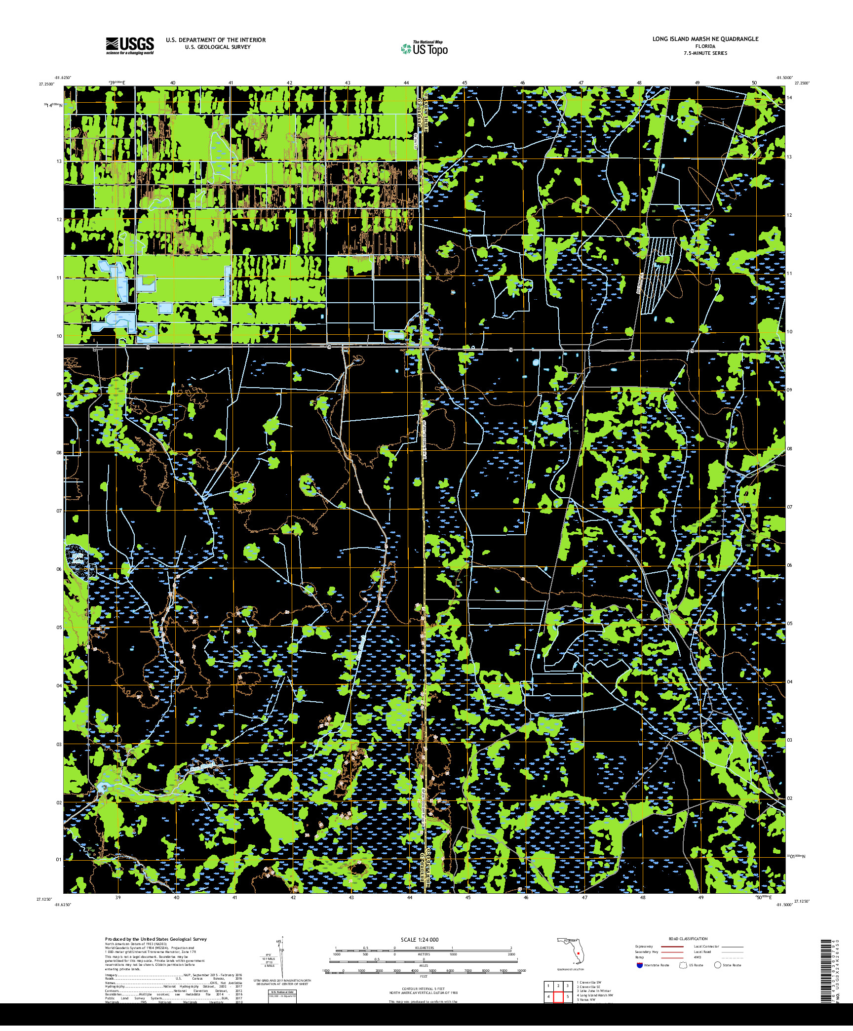 USGS US TOPO 7.5-MINUTE MAP FOR LONG ISLAND MARSH NE, FL 2018