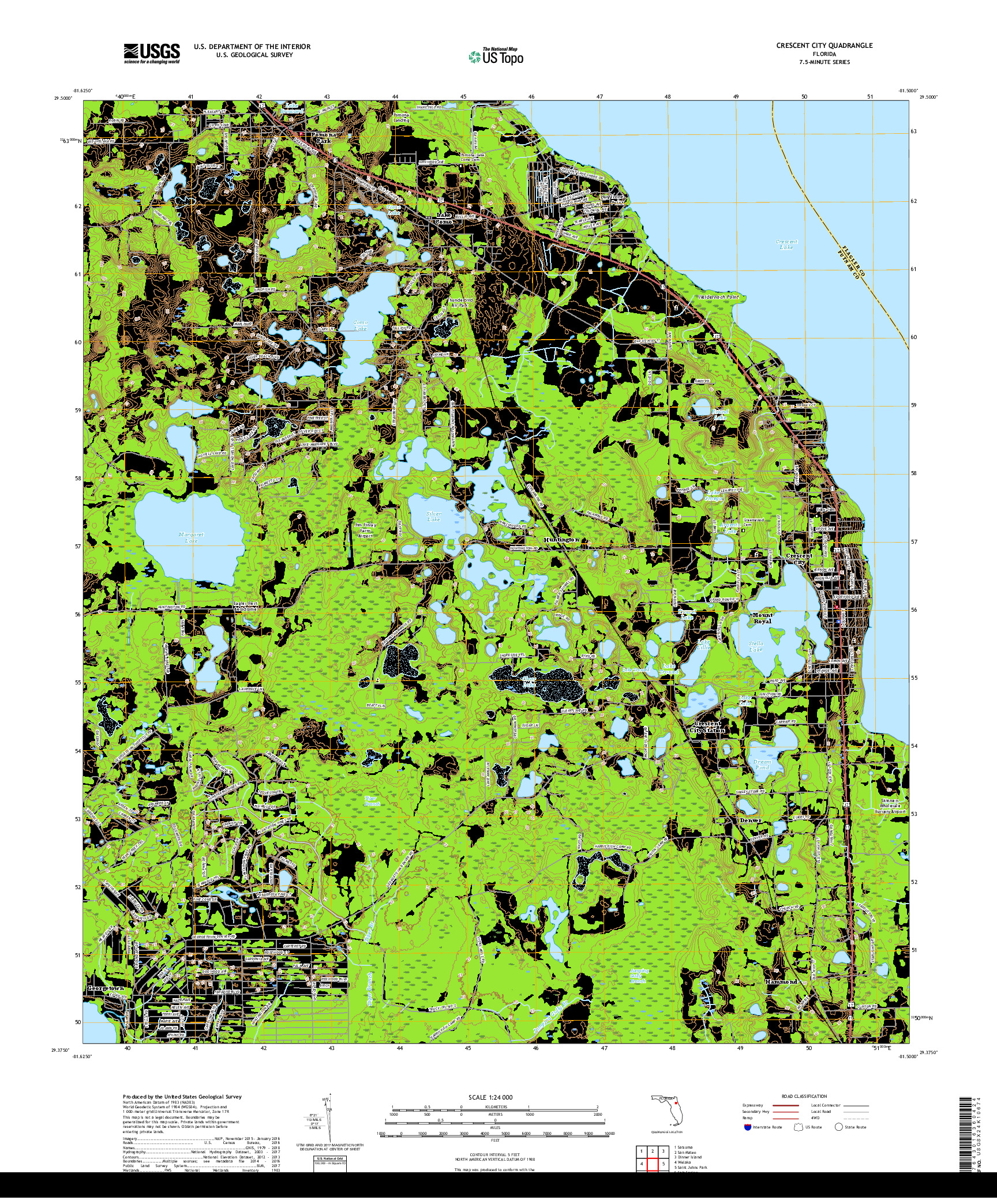 USGS US TOPO 7.5-MINUTE MAP FOR CRESCENT CITY, FL 2018