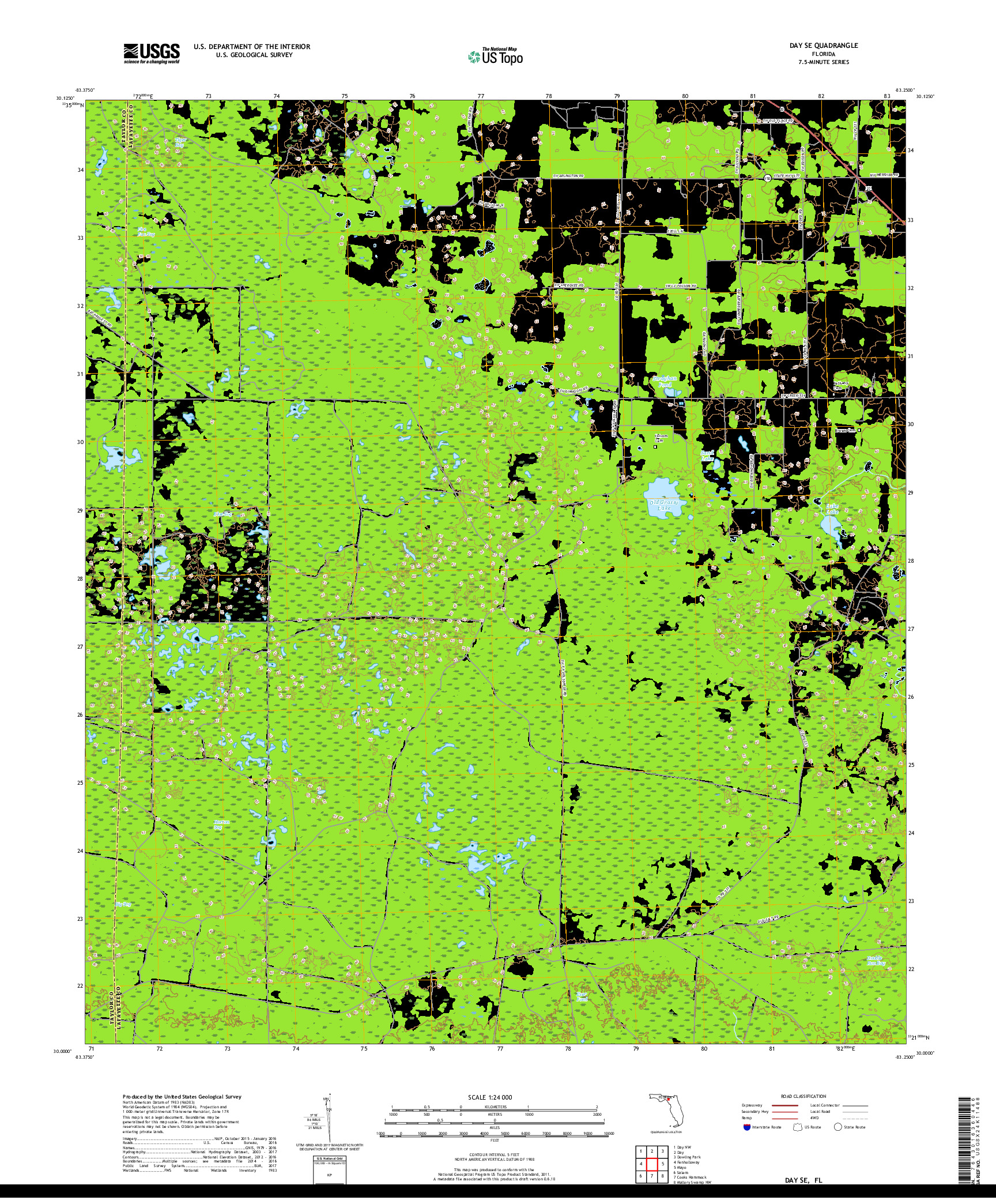 USGS US TOPO 7.5-MINUTE MAP FOR DAY SE, FL 2018