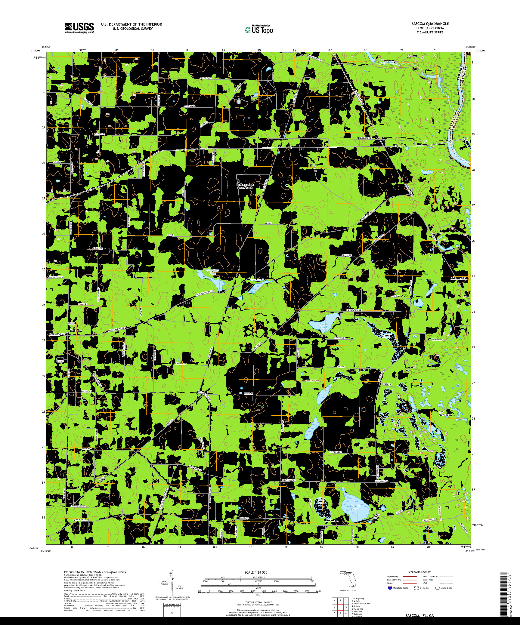 USGS US TOPO 7.5-MINUTE MAP FOR BASCOM, FL,GA 2018