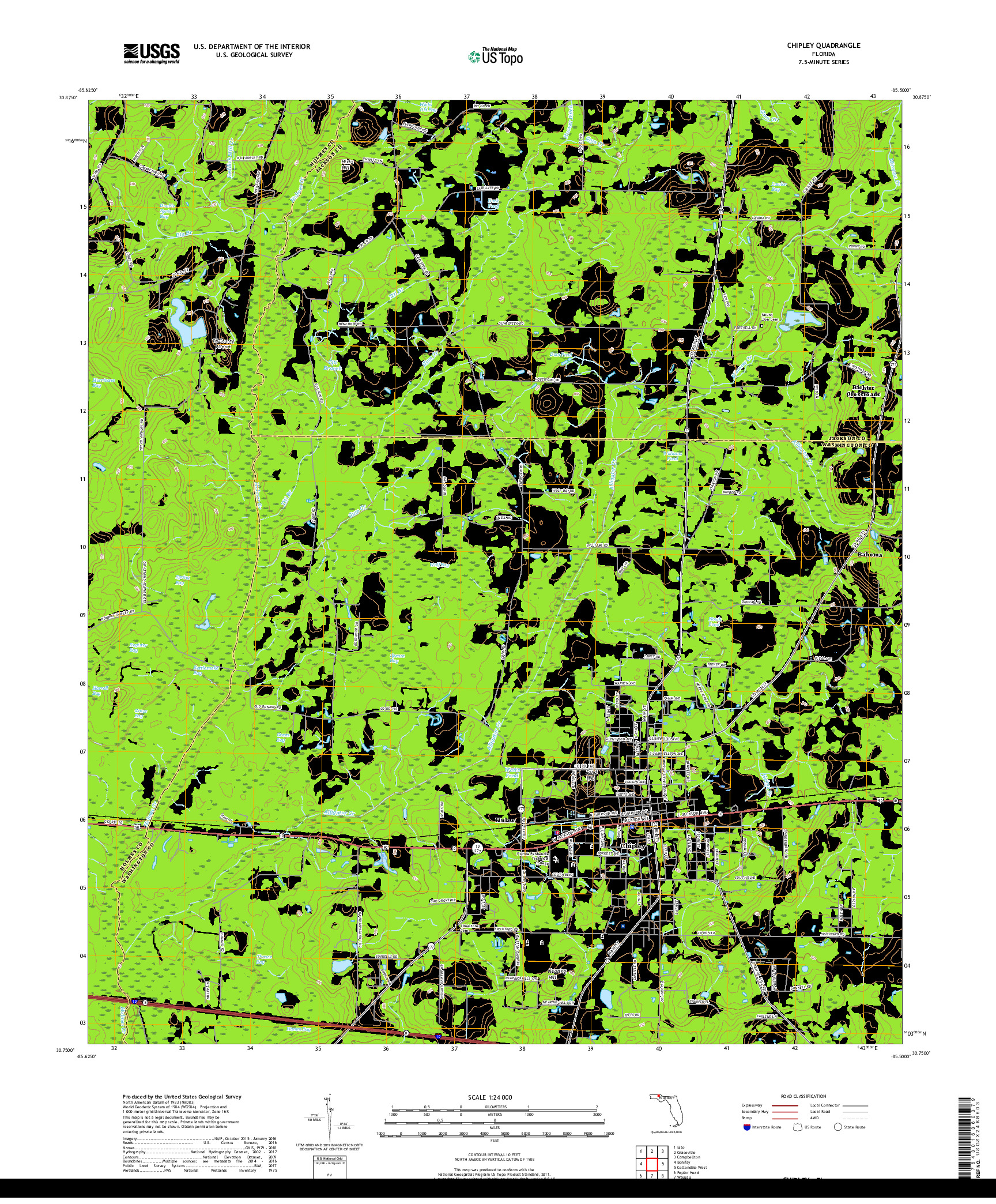 USGS US TOPO 7.5-MINUTE MAP FOR CHIPLEY, FL 2018