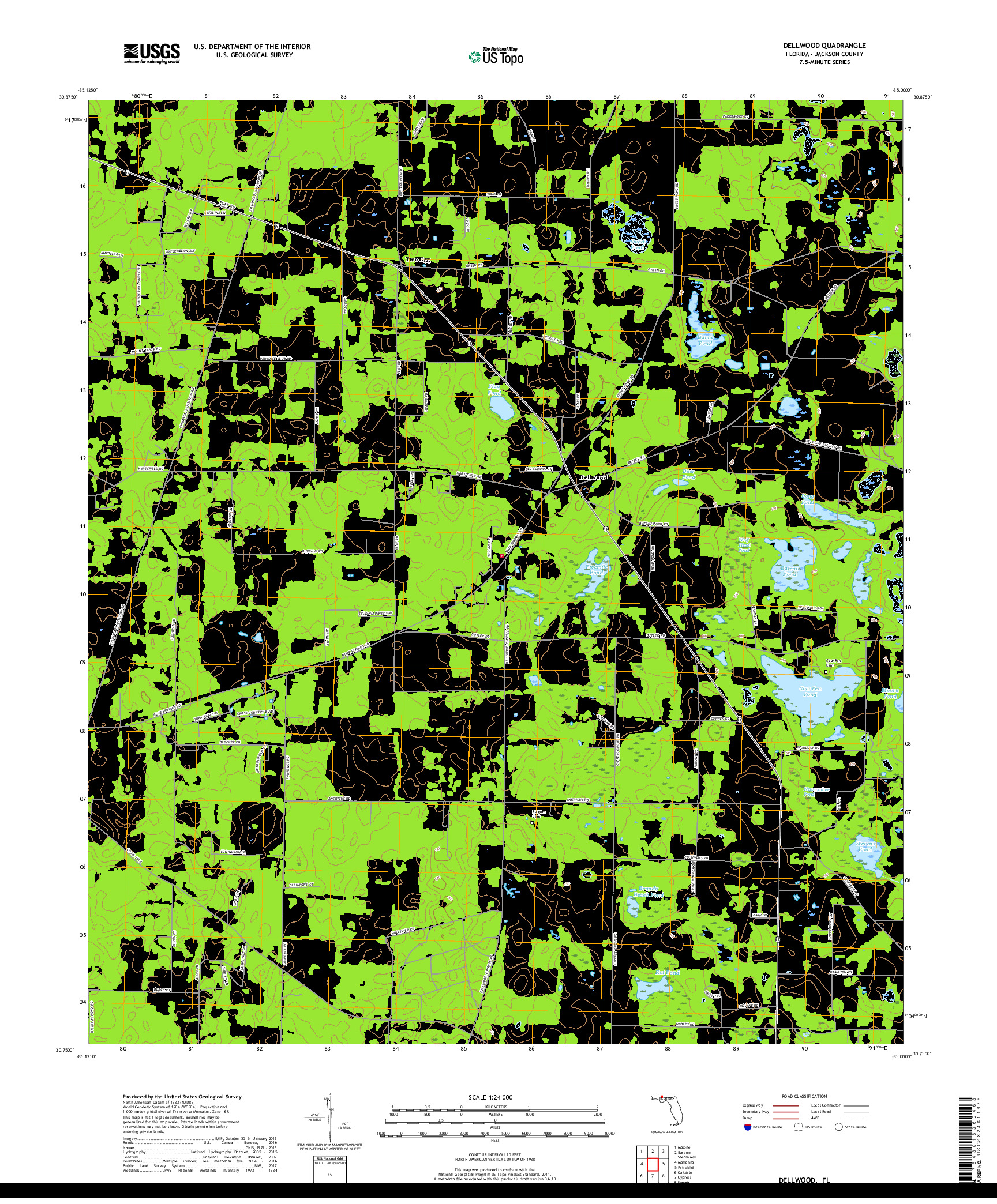 USGS US TOPO 7.5-MINUTE MAP FOR DELLWOOD, FL 2018