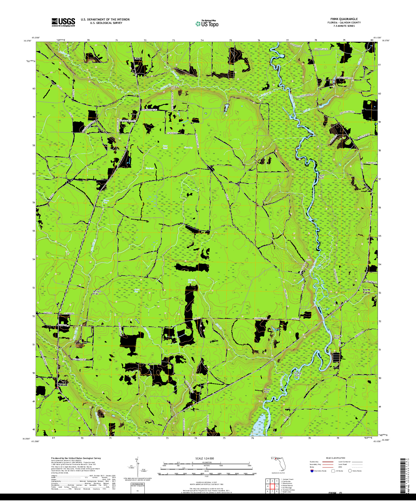 USGS US TOPO 7.5-MINUTE MAP FOR FRINK, FL 2018