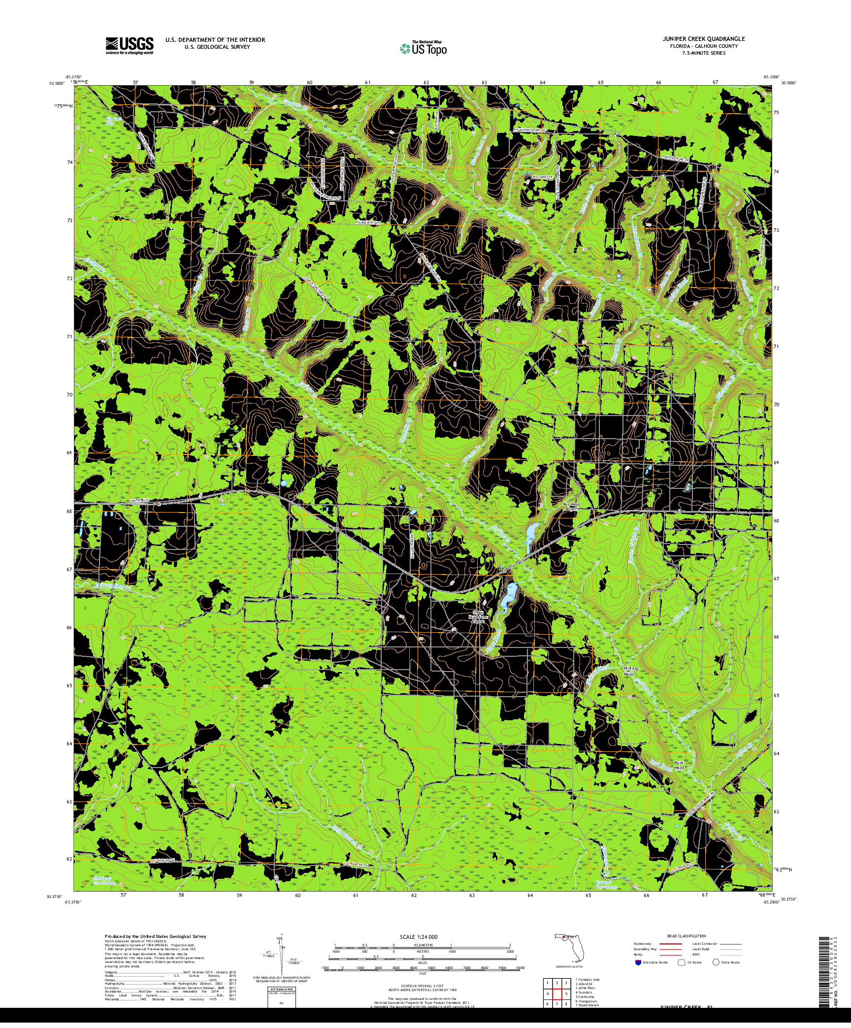 USGS US TOPO 7.5-MINUTE MAP FOR JUNIPER CREEK, FL 2018