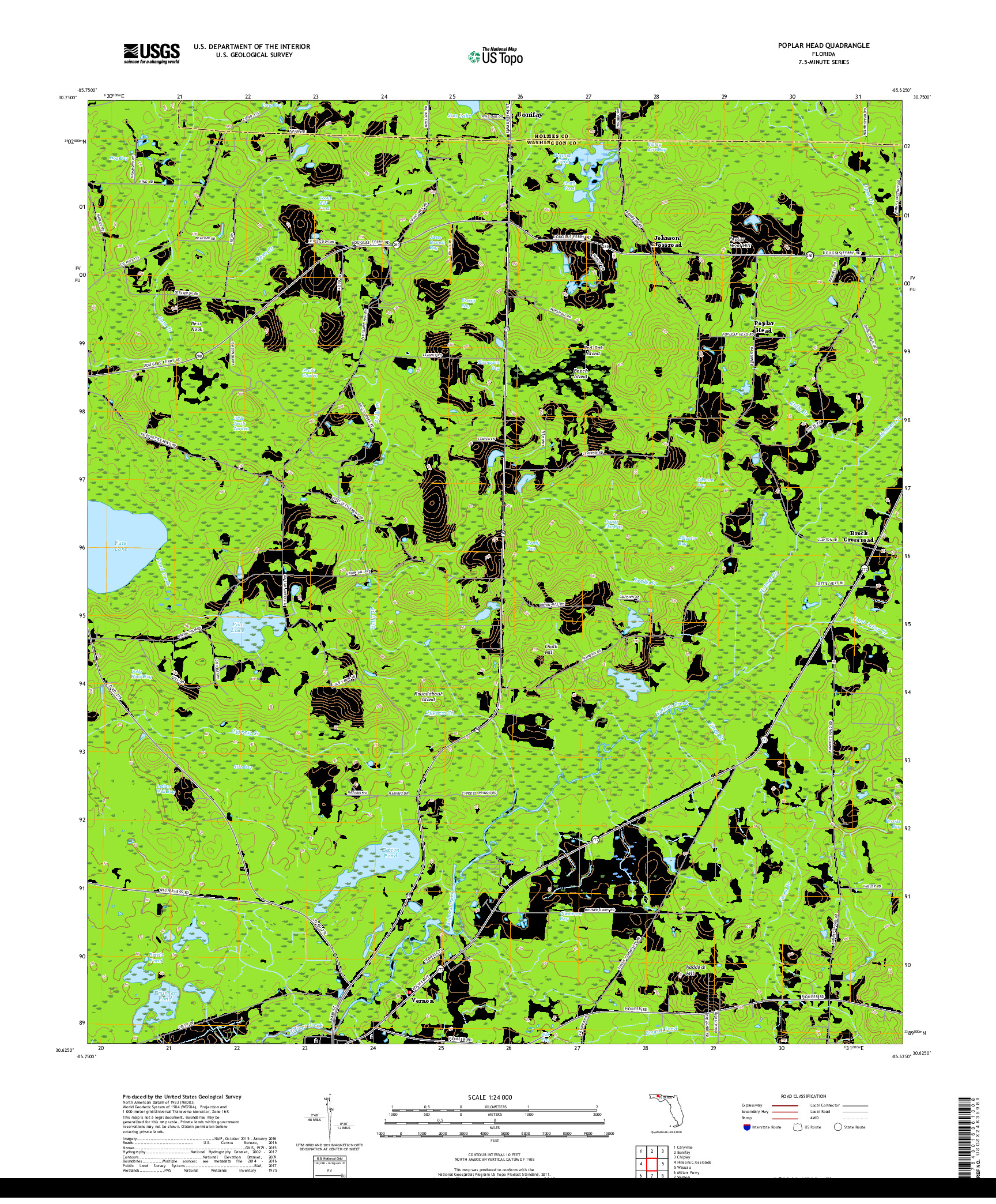 USGS US TOPO 7.5-MINUTE MAP FOR POPLAR HEAD, FL 2018