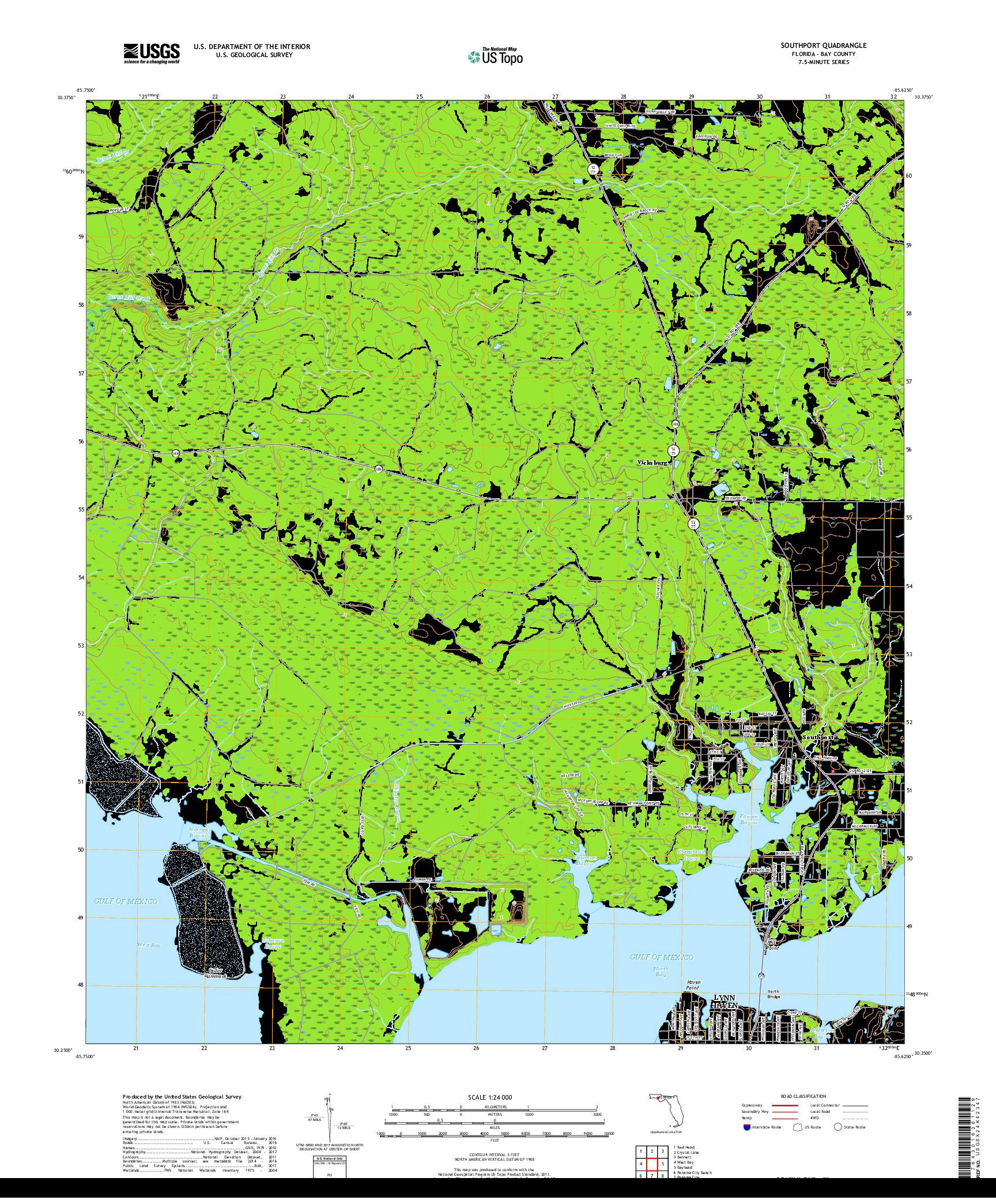 USGS US TOPO 7.5-MINUTE MAP FOR SOUTHPORT, FL 2018