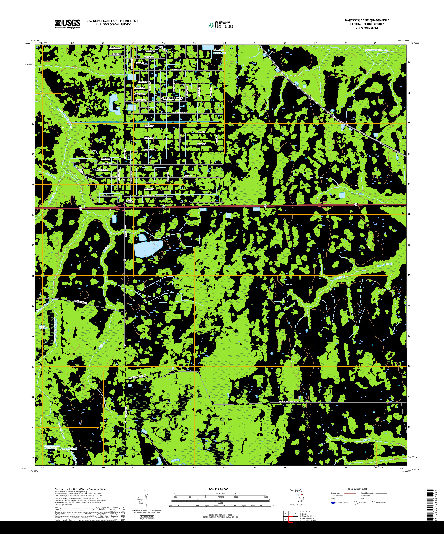 USGS US TOPO 7.5-MINUTE MAP FOR NARCOOSSEE NE, FL 2018