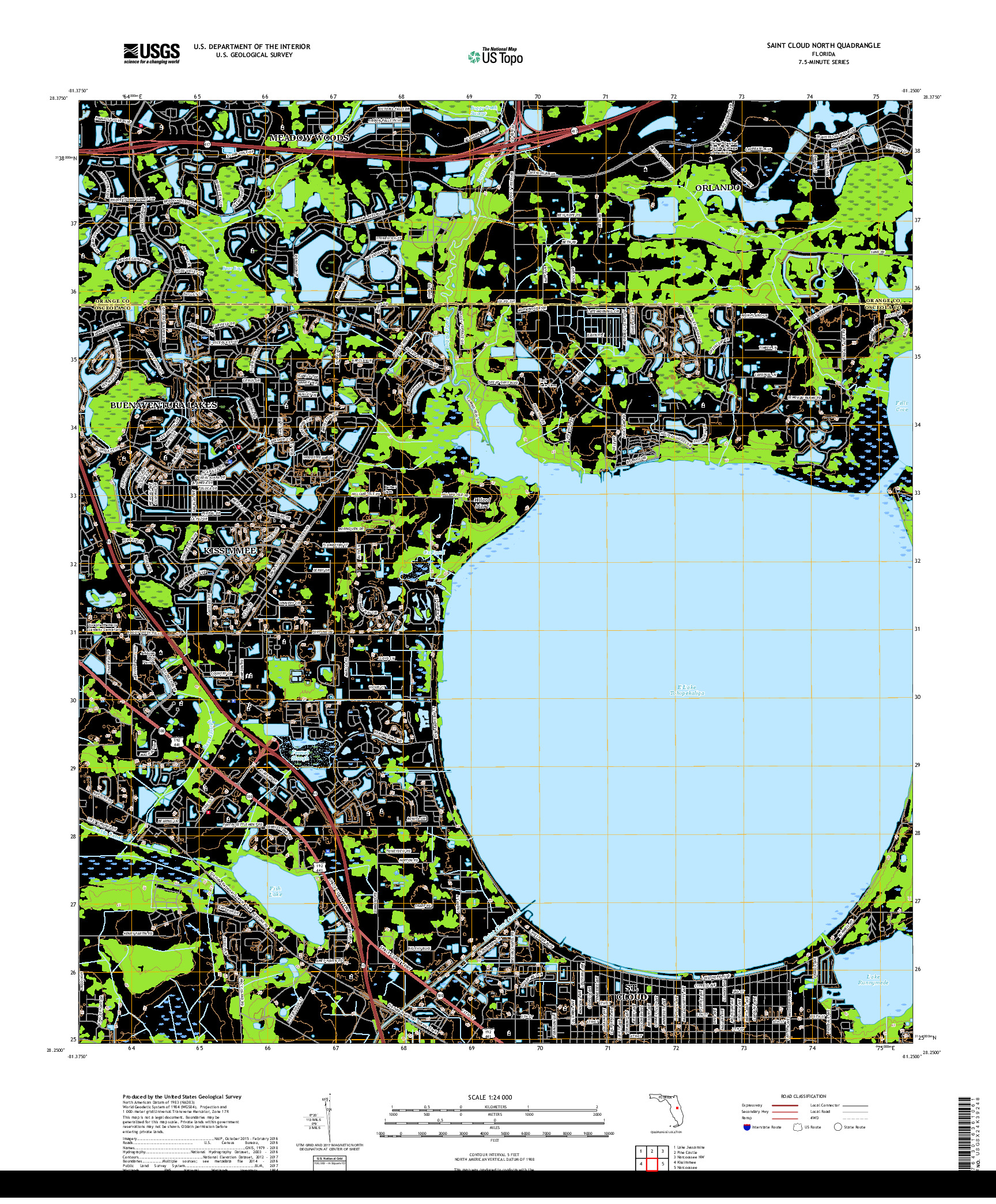 USGS US TOPO 7.5-MINUTE MAP FOR SAINT CLOUD NORTH, FL 2018